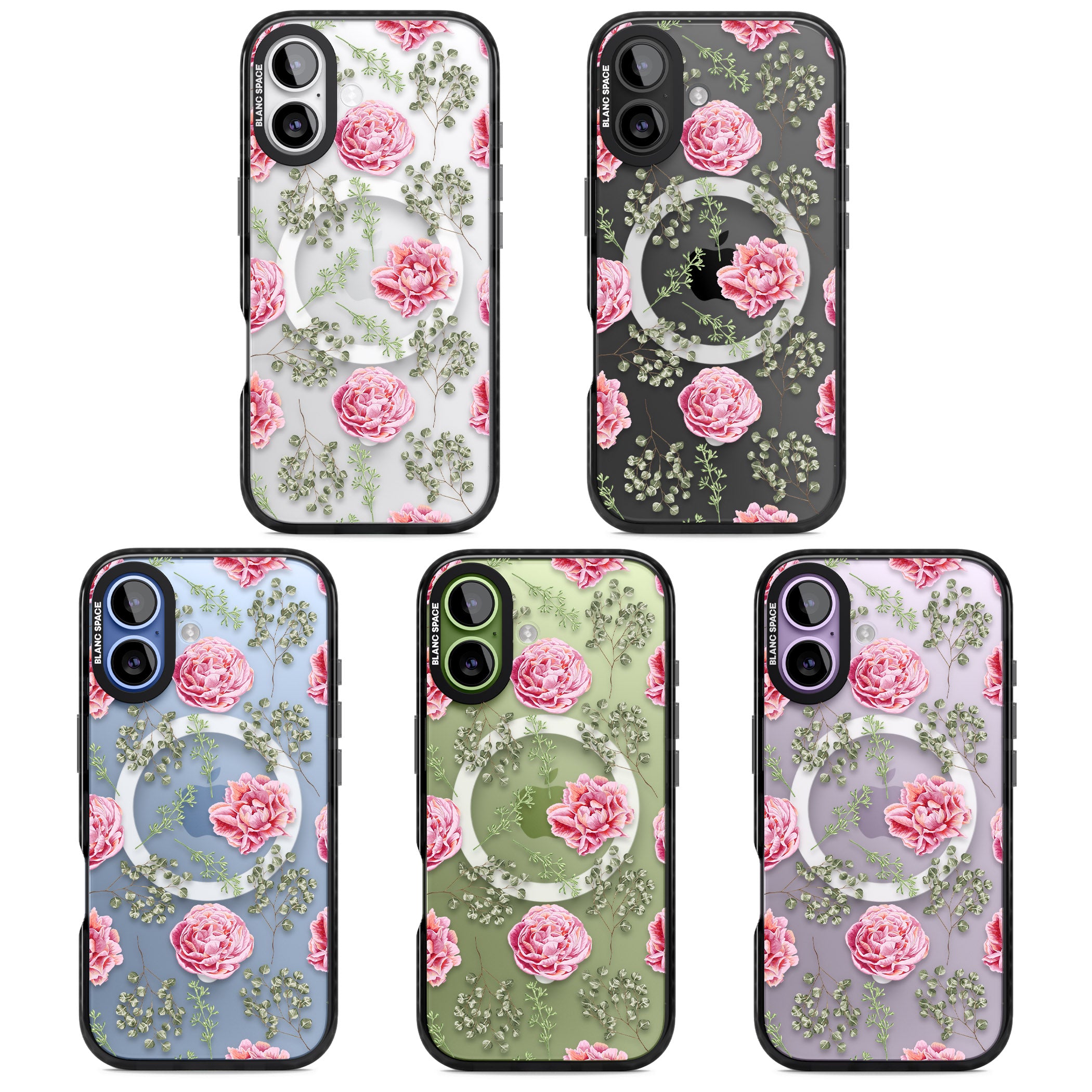 Roses & Eucalyptus Floral iPhone 17 Impact Pro Black Phone Case APT Impact Protection