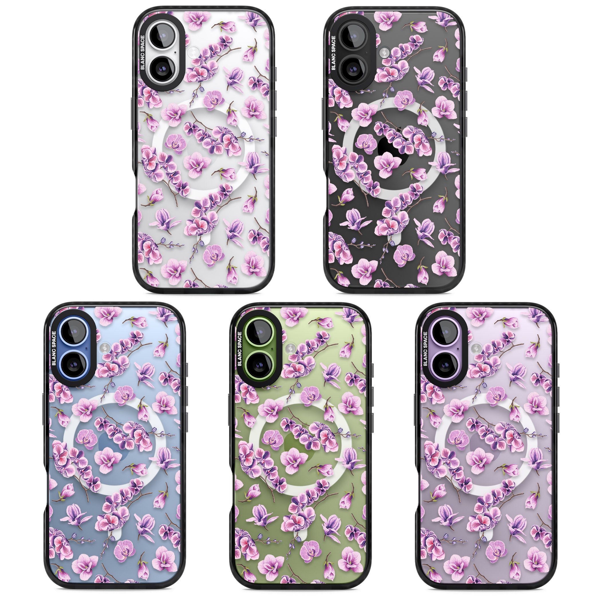 Purple Orchids Floral iPhone 17 Impact Pro Black Phone Case APT Impact Protection