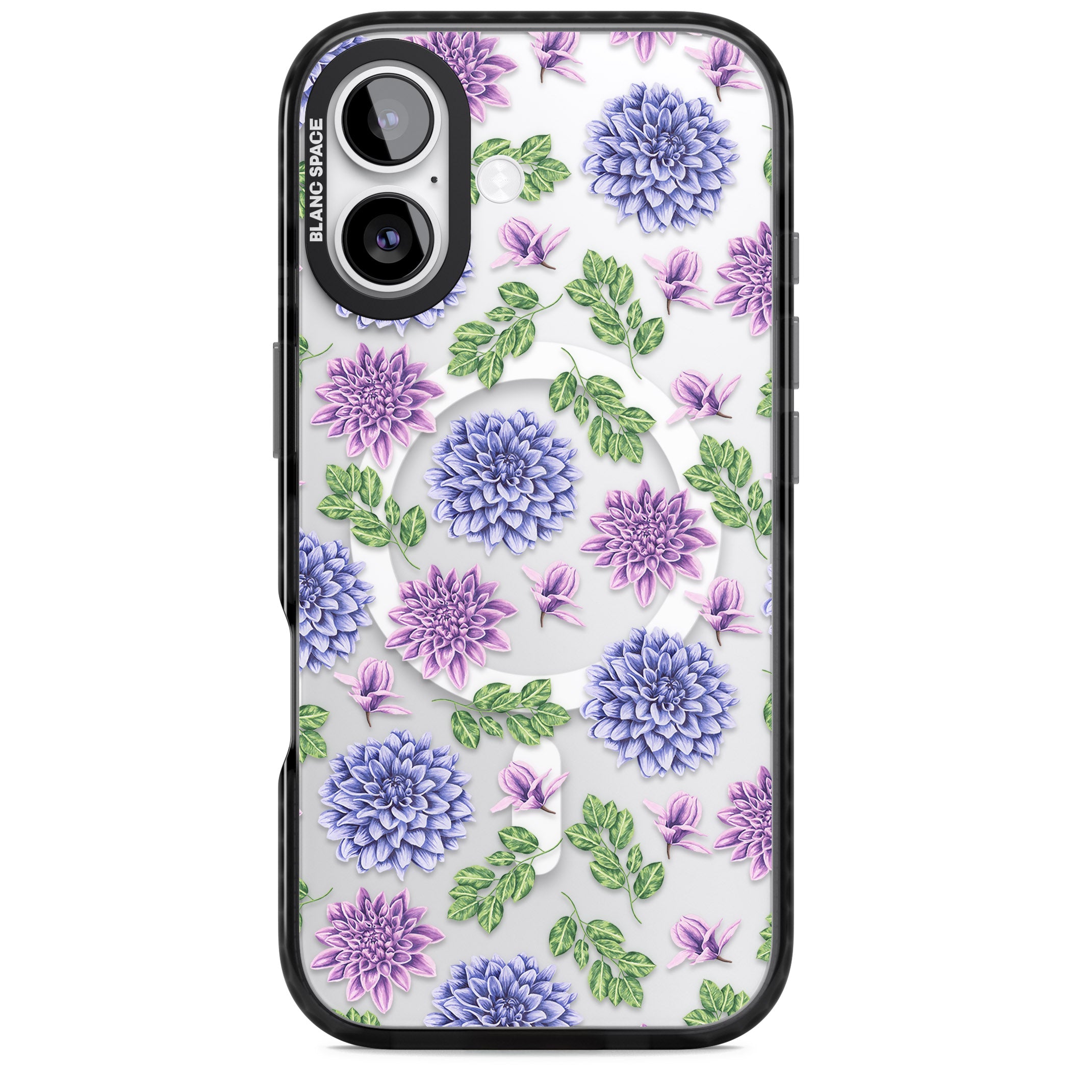 Purple Dahlias Floral iPhone 17 Impact Pro Black Phone Case