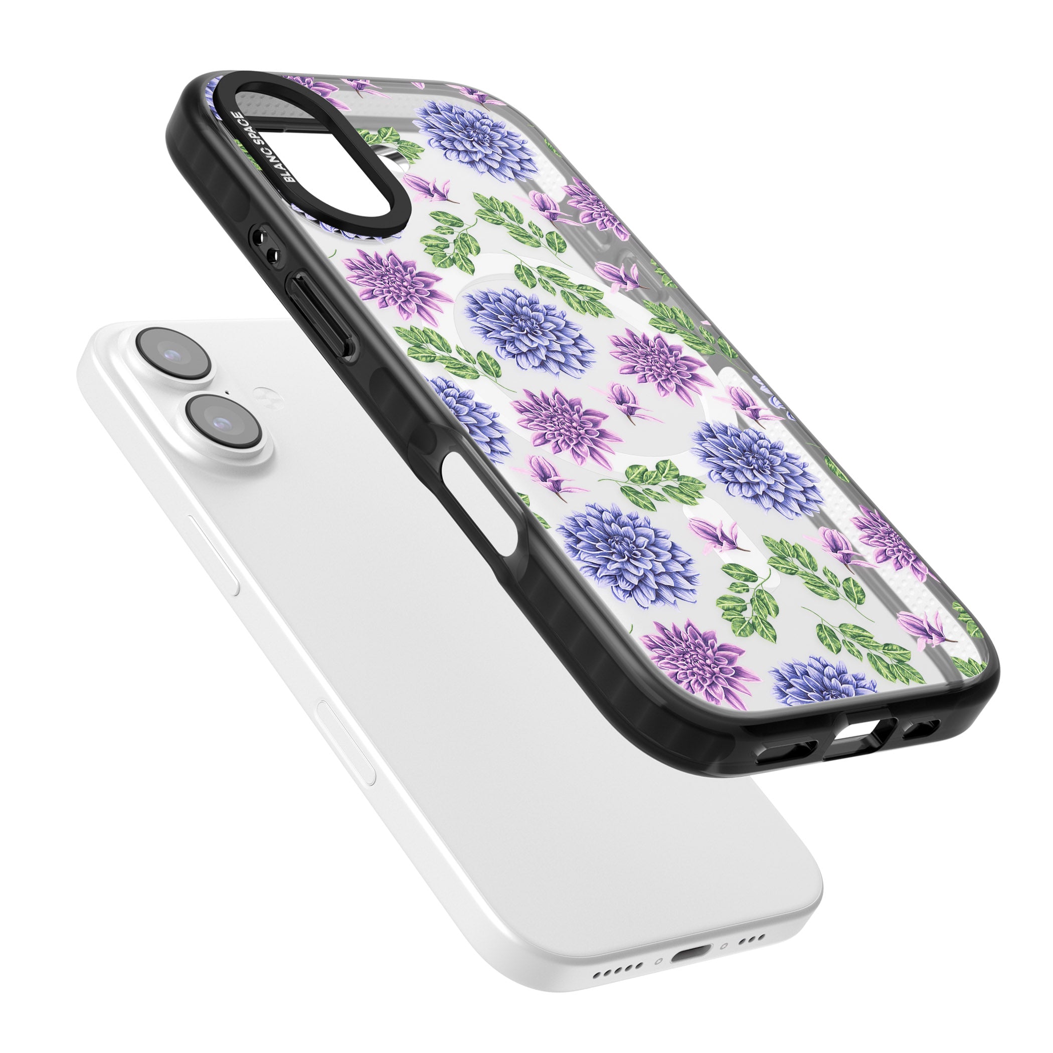 Purple Dahlias Floral iPhone 17 Impact Pro Black Phone Case Colours