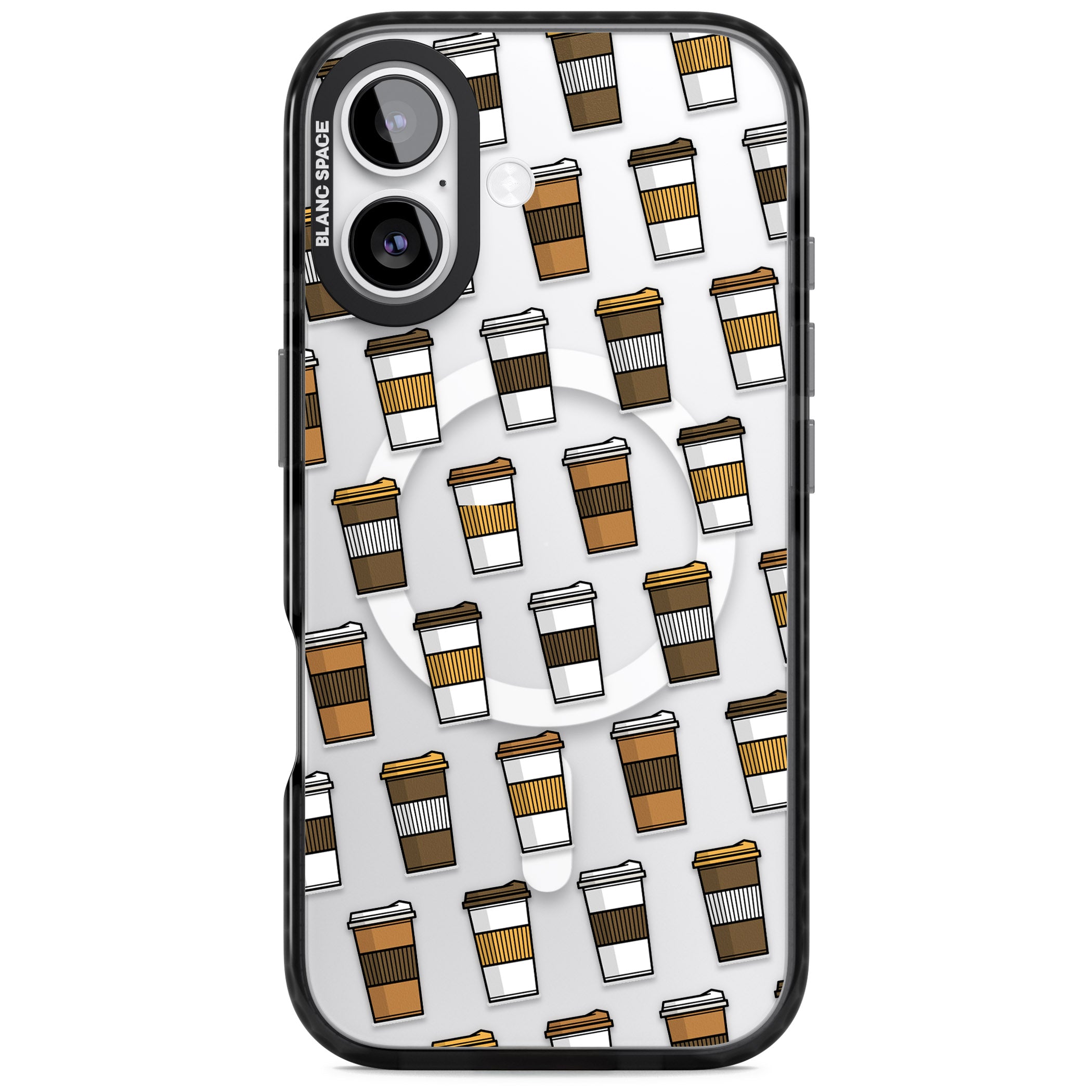 Coffee Cup Pattern iPhone 17 Impact Pro Black Phone Case