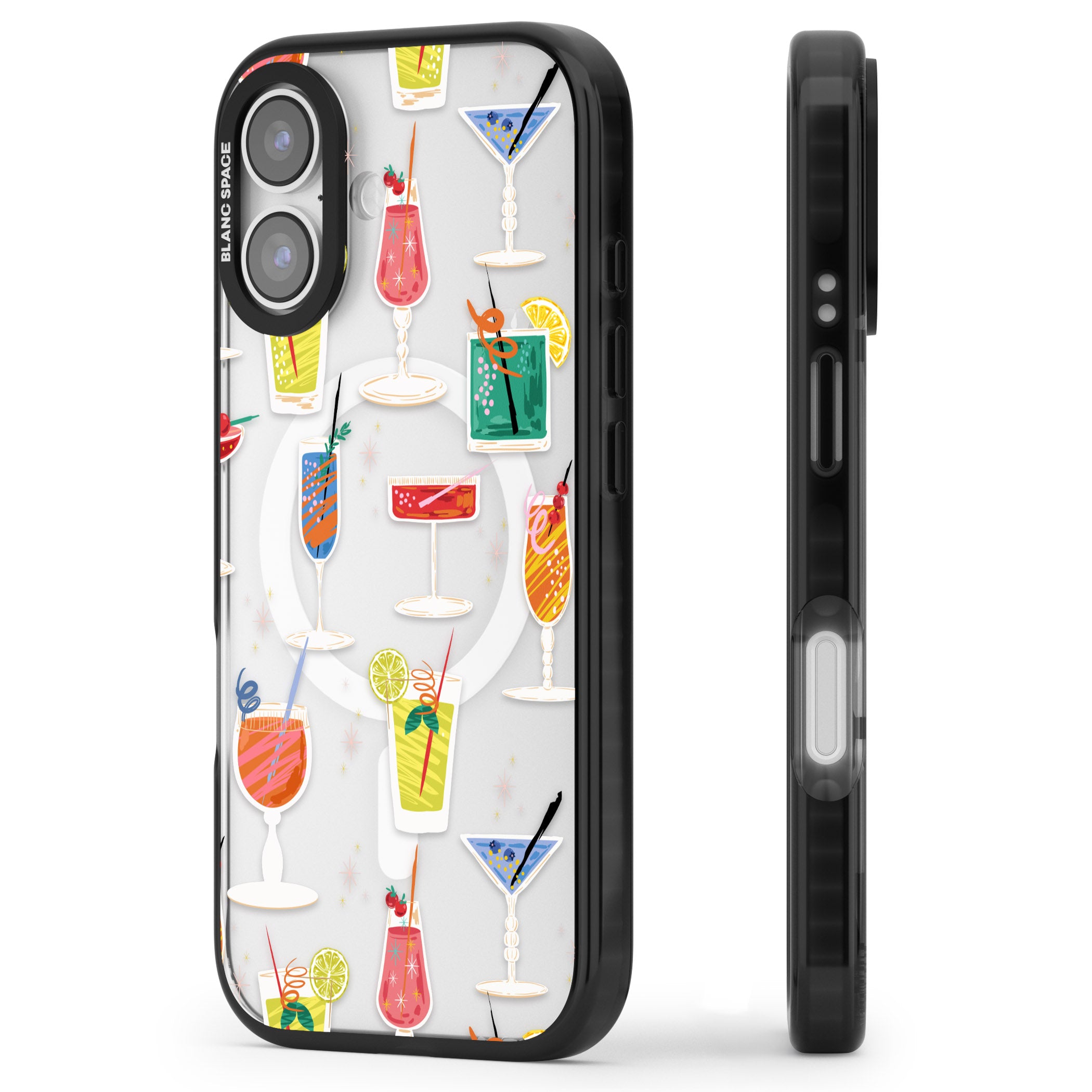 Retro Cocktails iPhone 17 Impact Pro Black Phone Case Side Profile