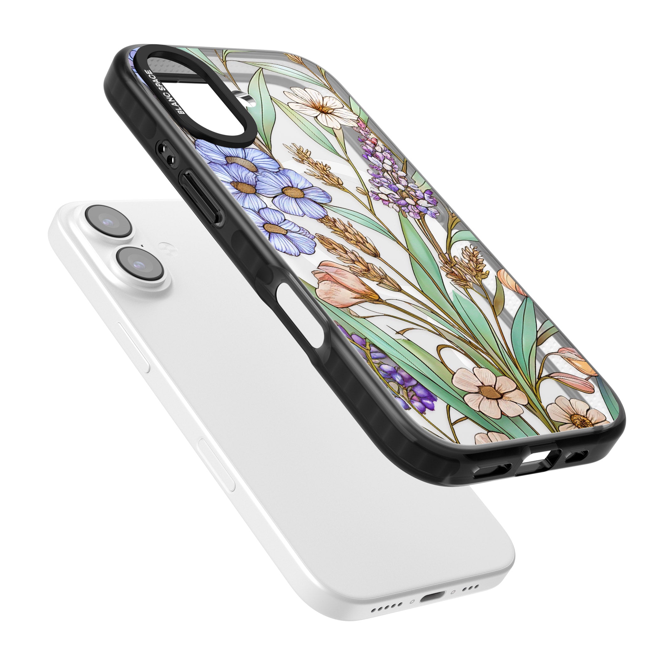 Glass Lavenders & Daisies iPhone 17 Impact Pro Black Phone Case Colours