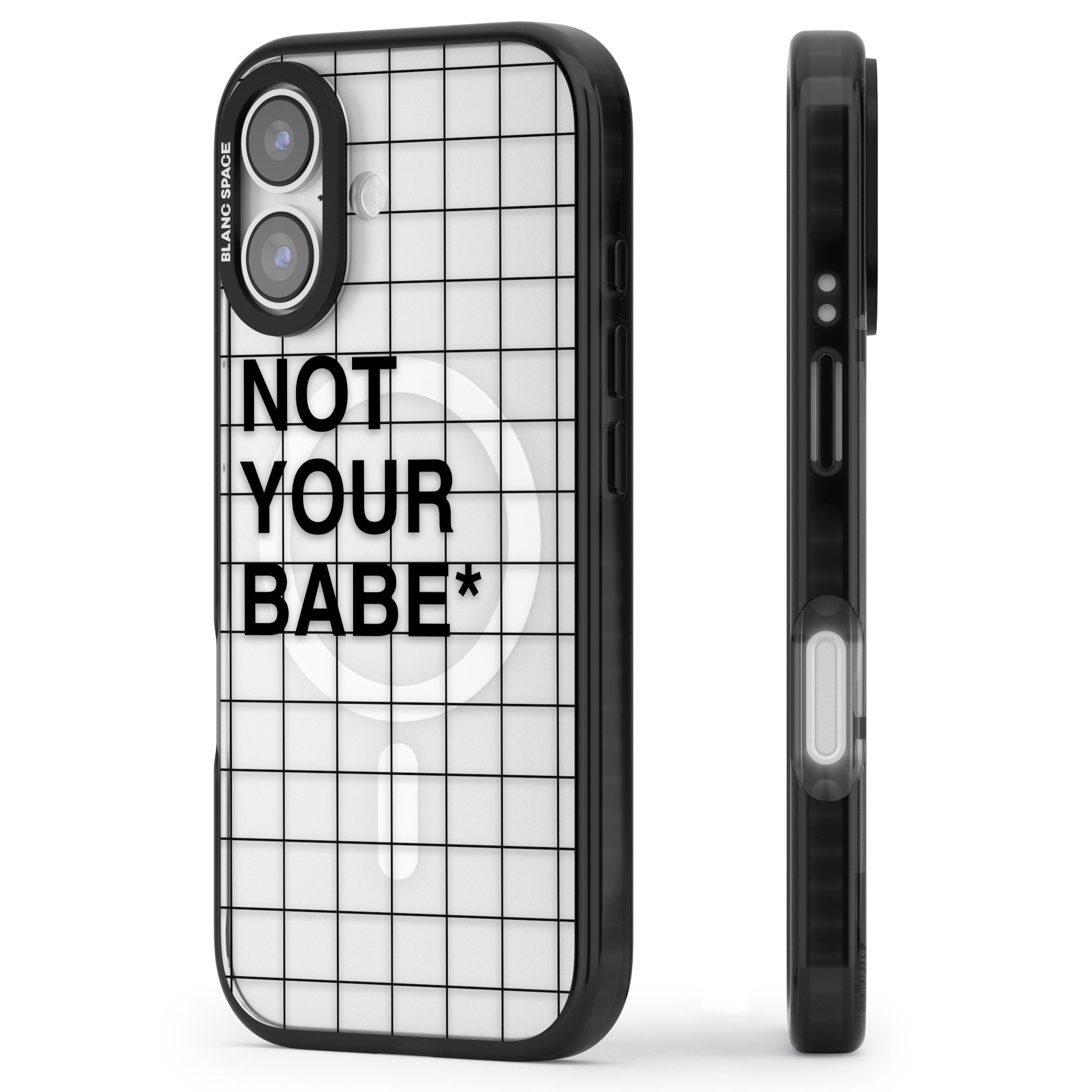 Not Your Babe iPhone 17 Impact Pro Black Phone Case Side Profile