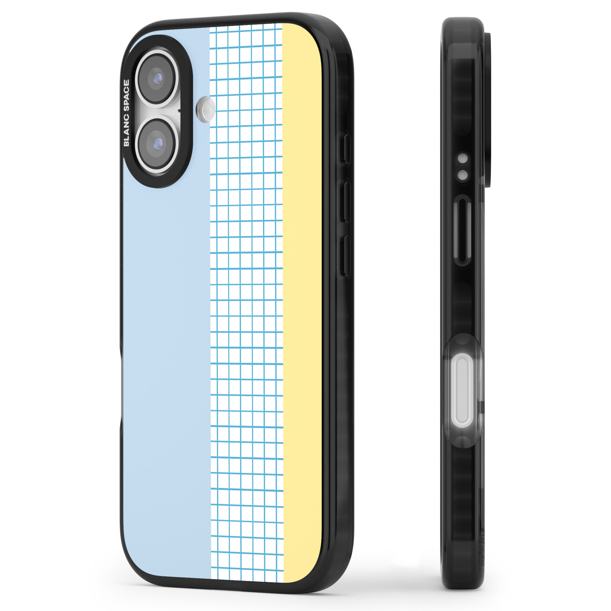 Abstract Grid Blue & Yellow iPhone 17 Impact Pro Black Phone Case Side Profile