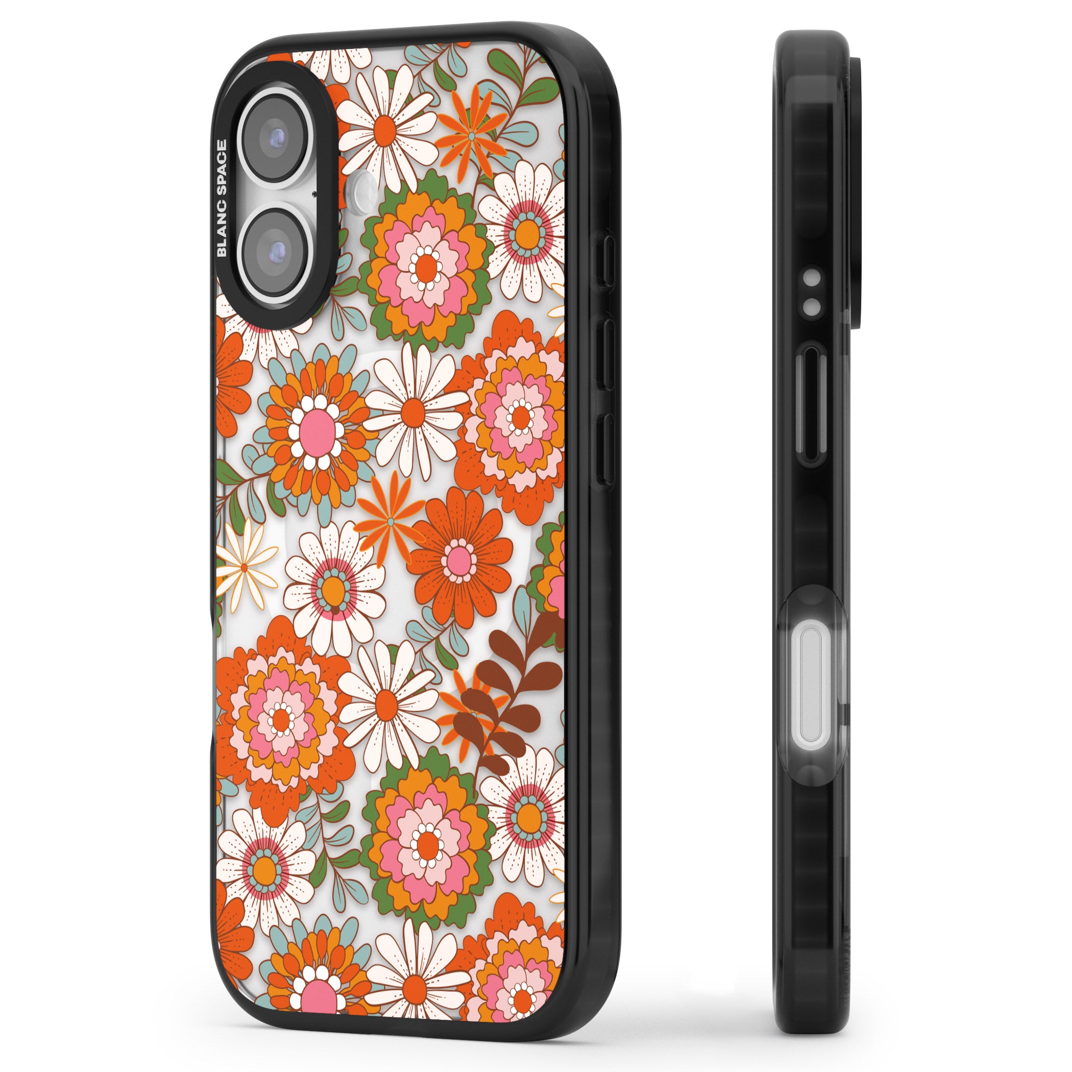 Seventies Bloom iPhone 17 Impact Pro Black Phone Case Side Profile
