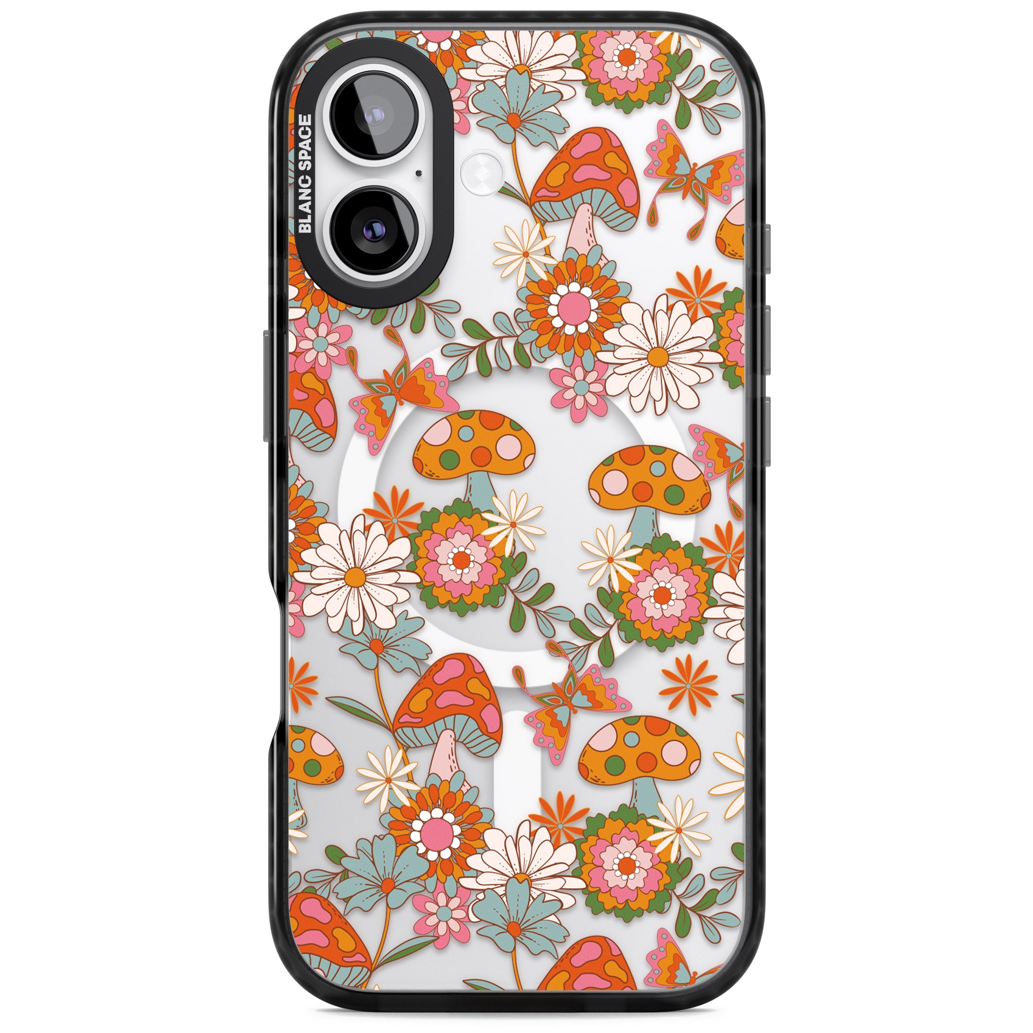 Groovy Shrooms & Flowers iPhone 17 Impact Pro Black Phone Case