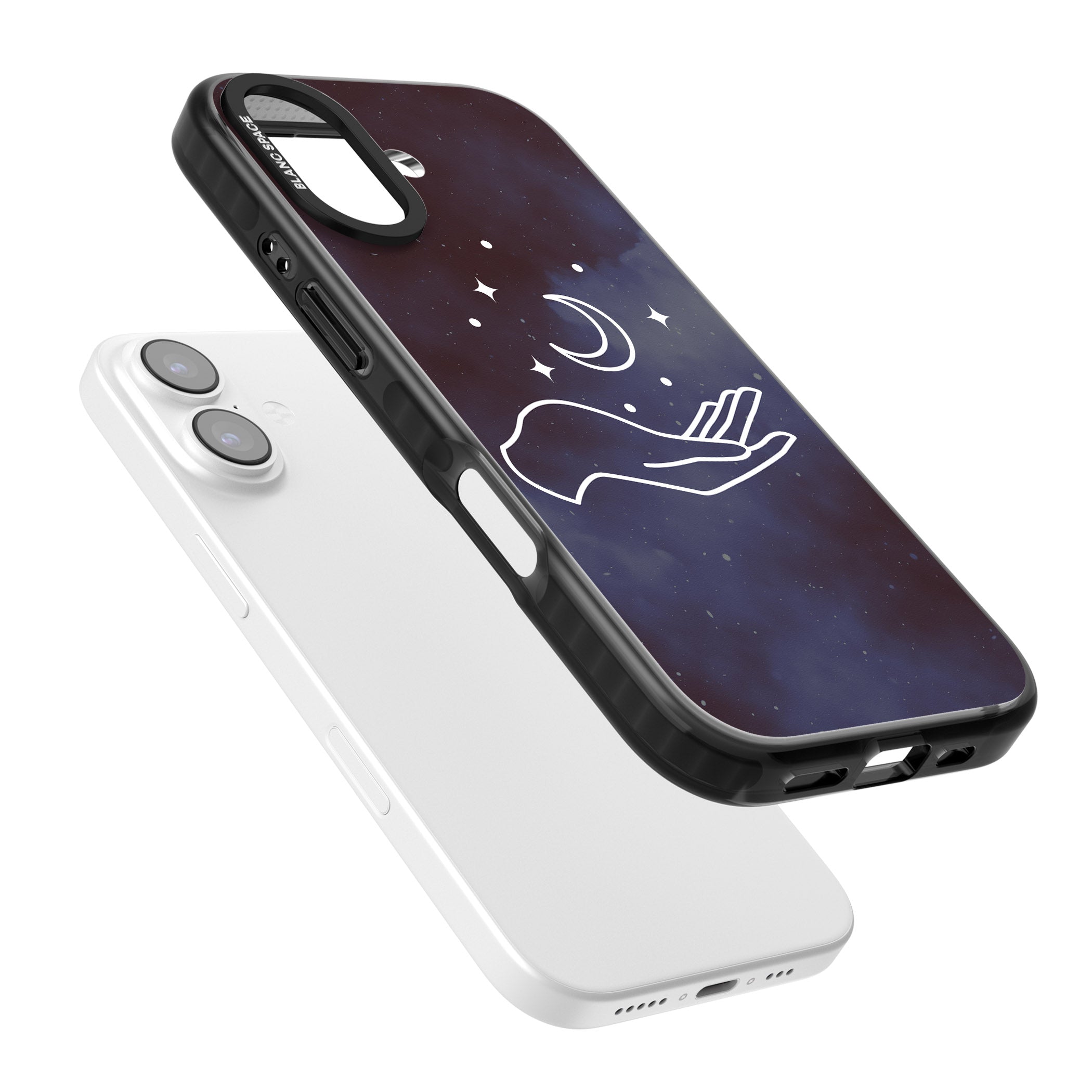 Celestial Hand & Moon iPhone 17 Impact Pro Black Phone Case Colours
