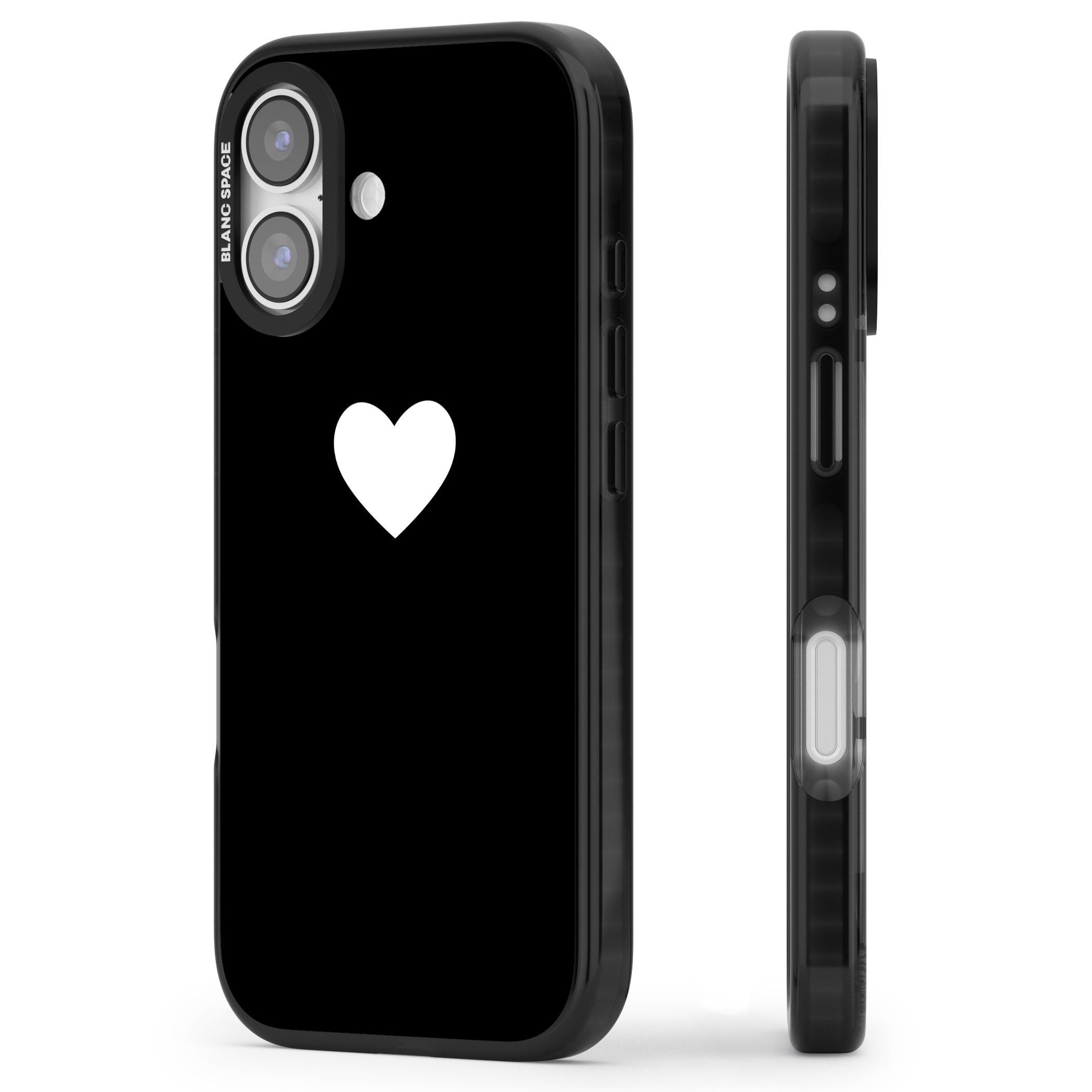 Single Heart Design: White & iPhone 17 Impact Pro Black Phone Case Side Profile