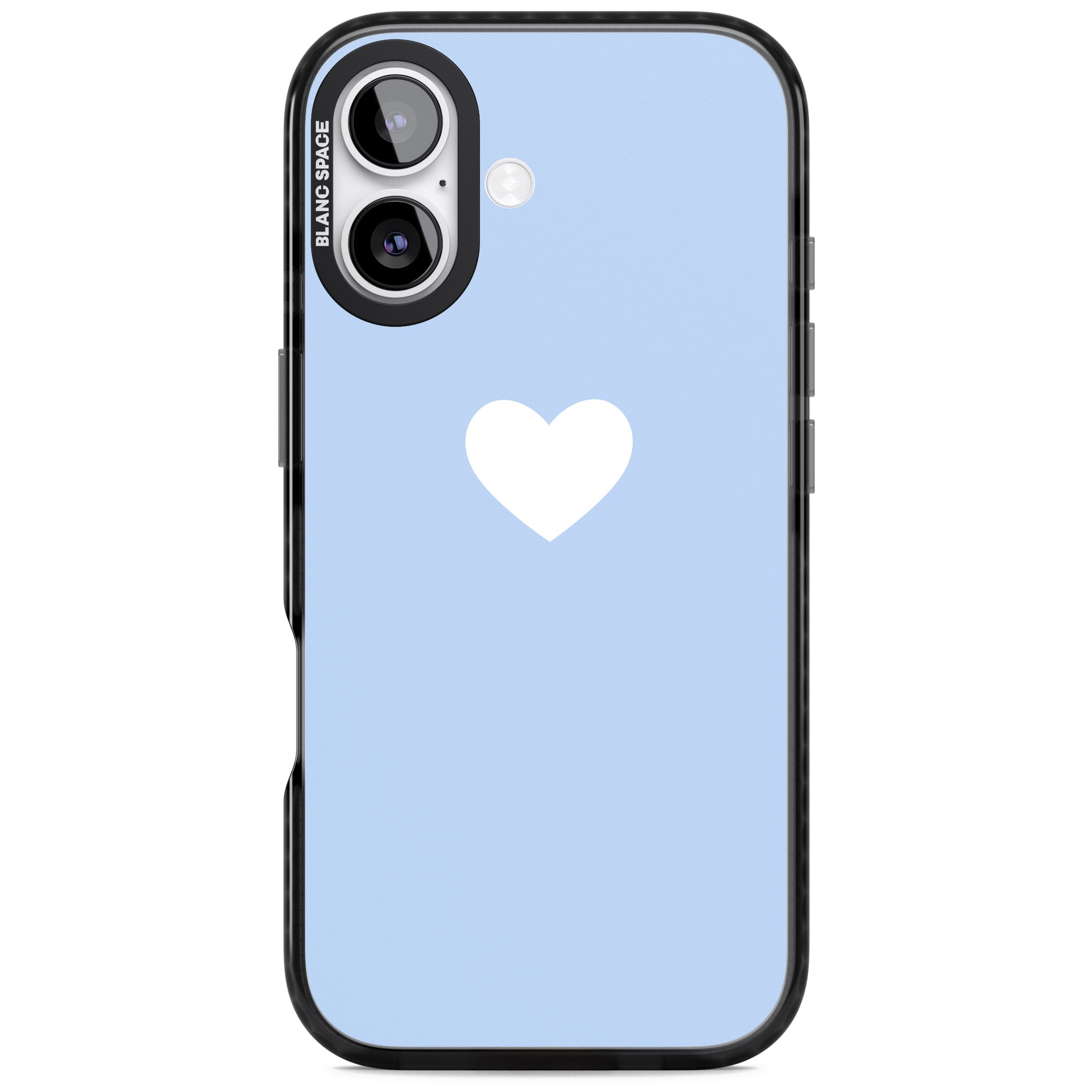Single Heart Design: White & Baby Blue iPhone 17 Impact Pro Black Phone Case