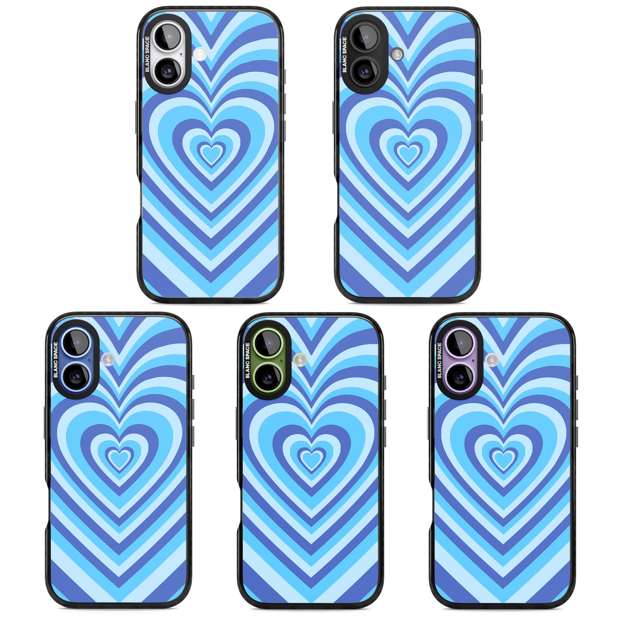 Blue Heart Illusion iPhone 17 Impact Pro Black Phone Case APT Impact Protection