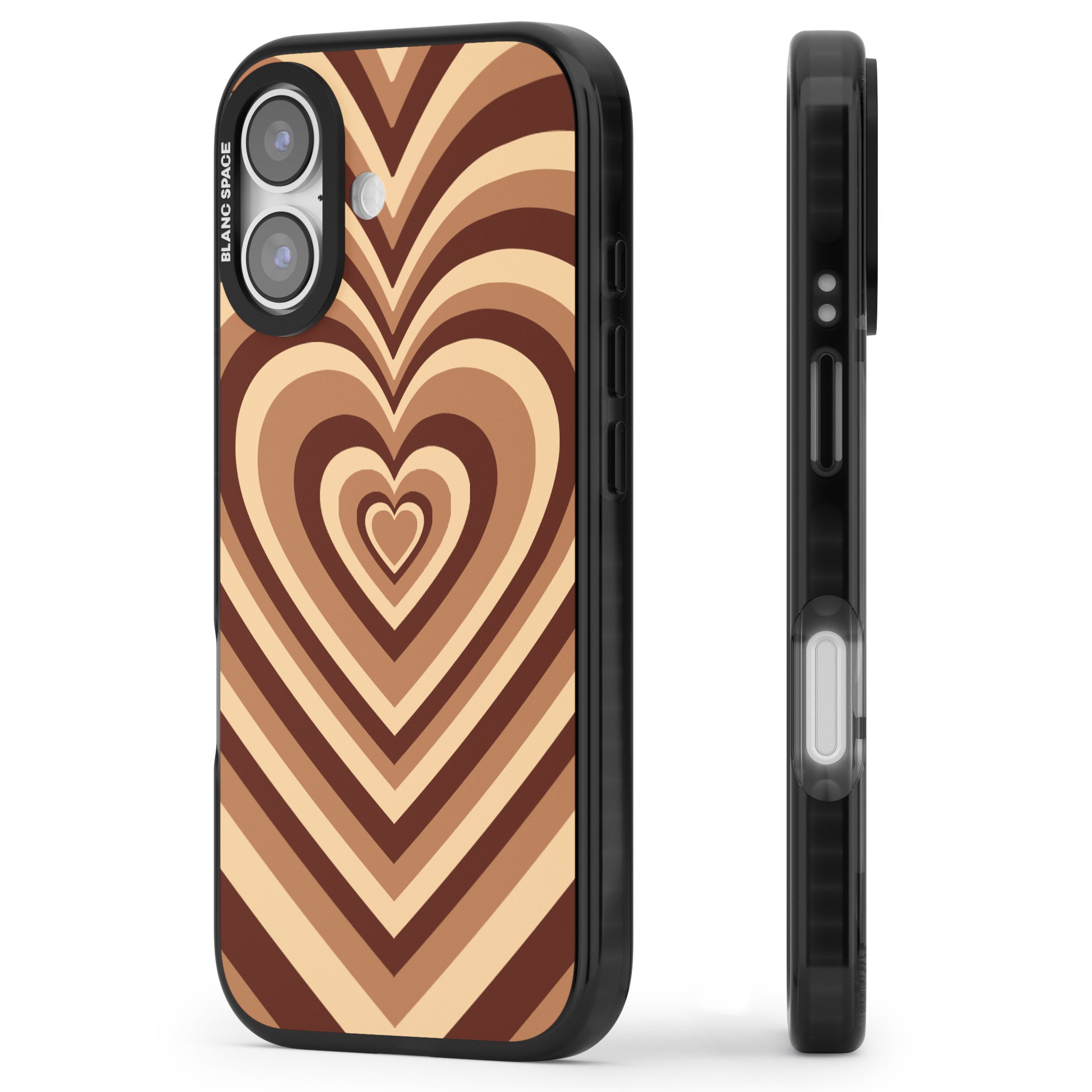 Latte Heart Illusion iPhone 17 Impact Pro Black Phone Case Side Profile