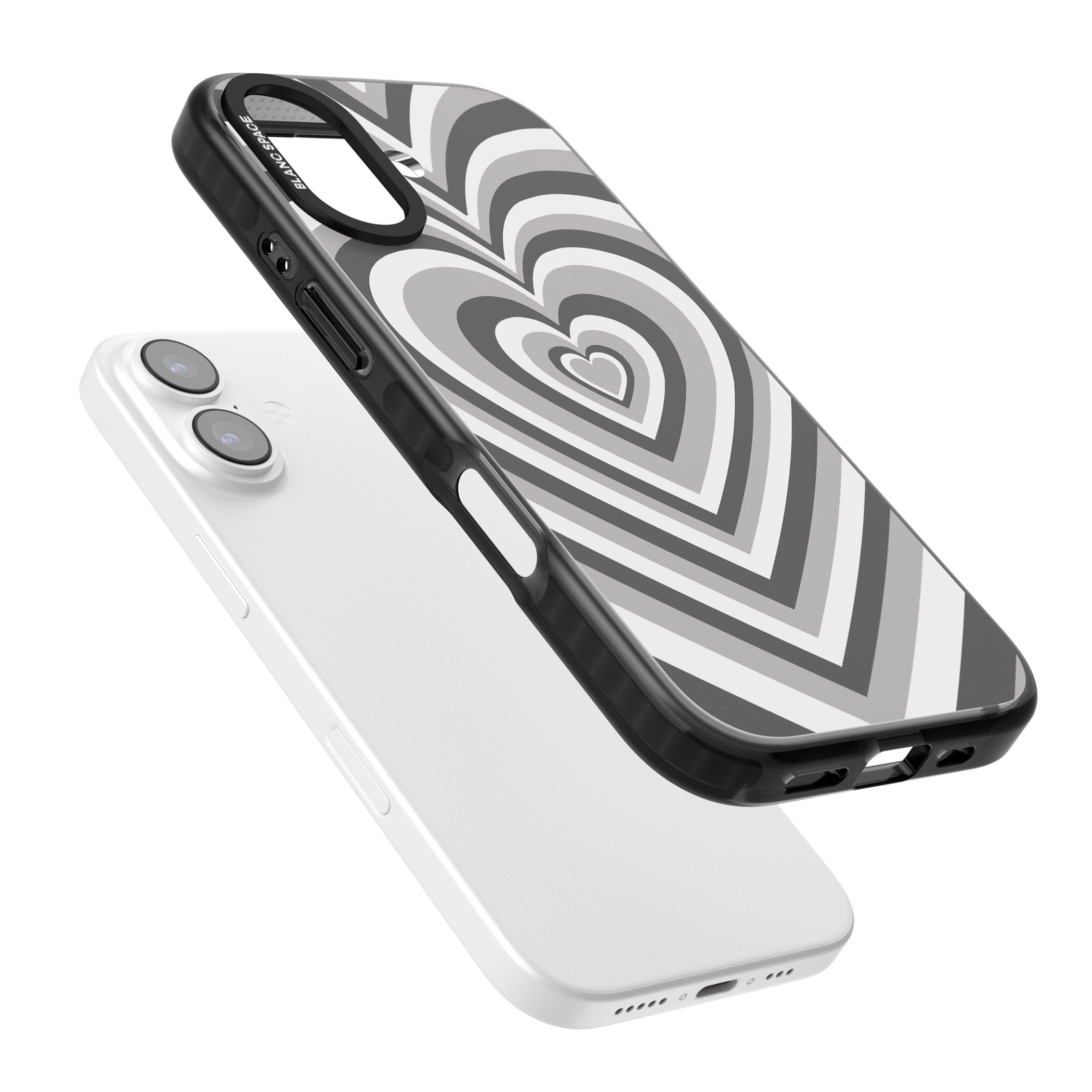Monochrome Heart Illusion iPhone 17 Impact Pro Black Phone Case Colours