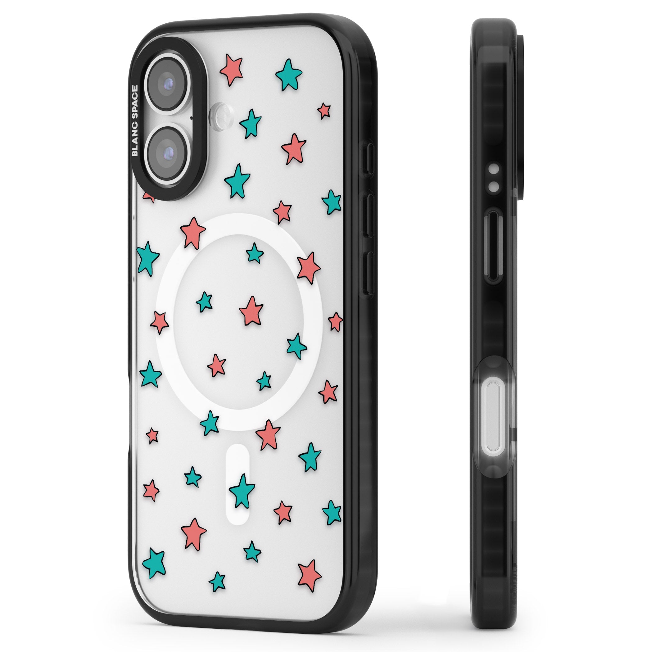 Heartstopper Stars Pattern iPhone 17 Impact Pro Black Phone Case Side Profile