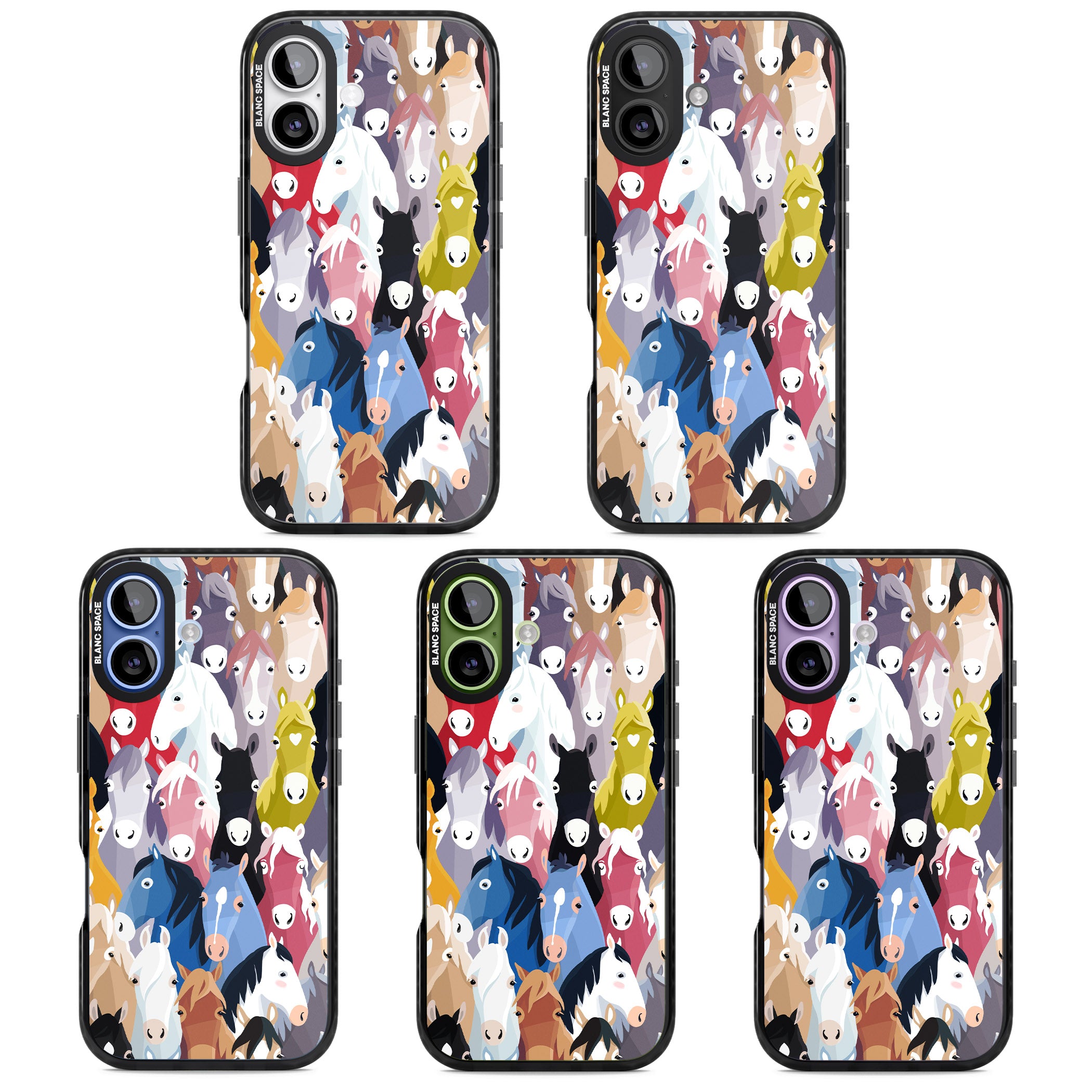 Colourful Horse Pattern iPhone 17 Impact Pro Black Phone Case APT Impact Protection
