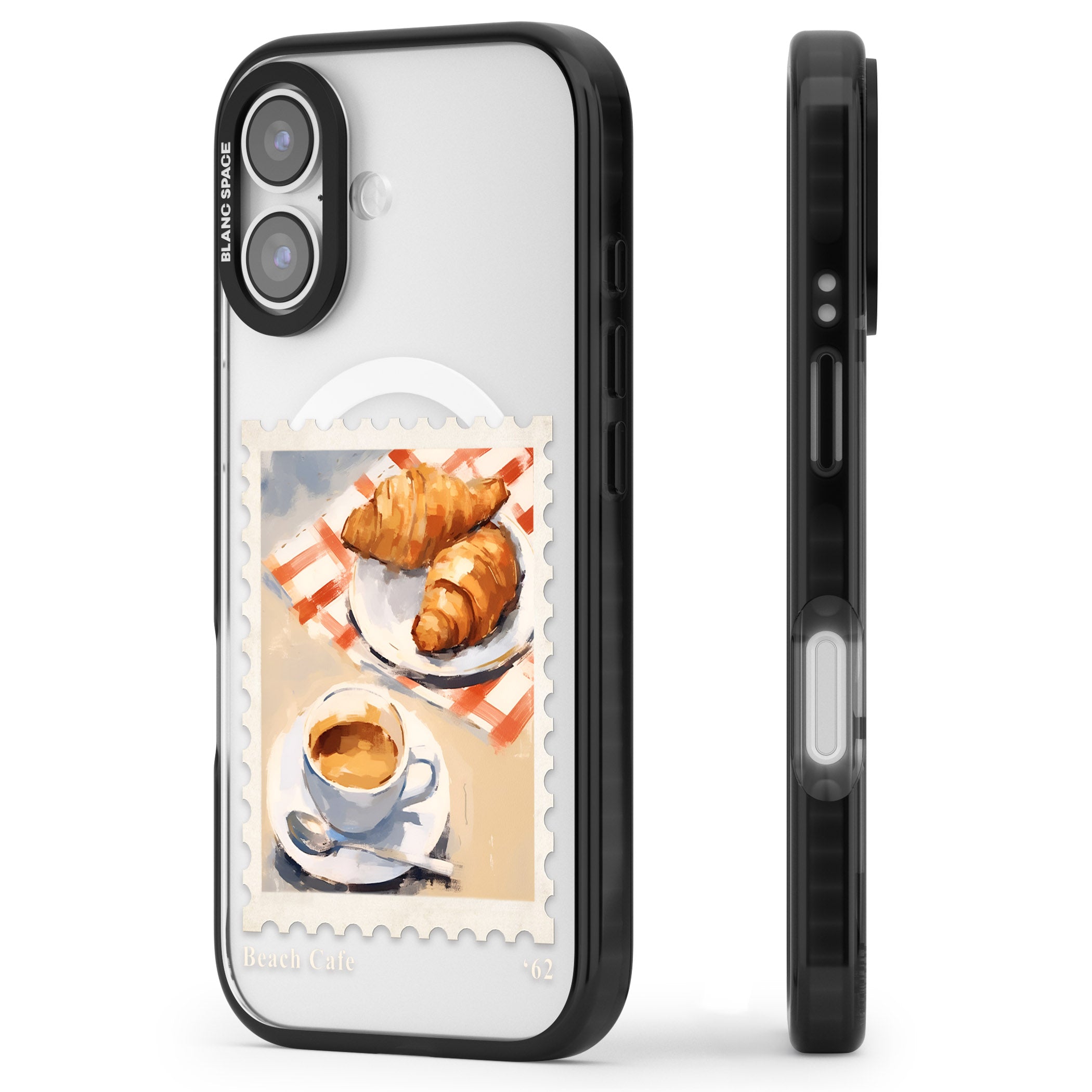 Cafe Stamp iPhone 17 Impact Pro Black Phone Case Side Profile