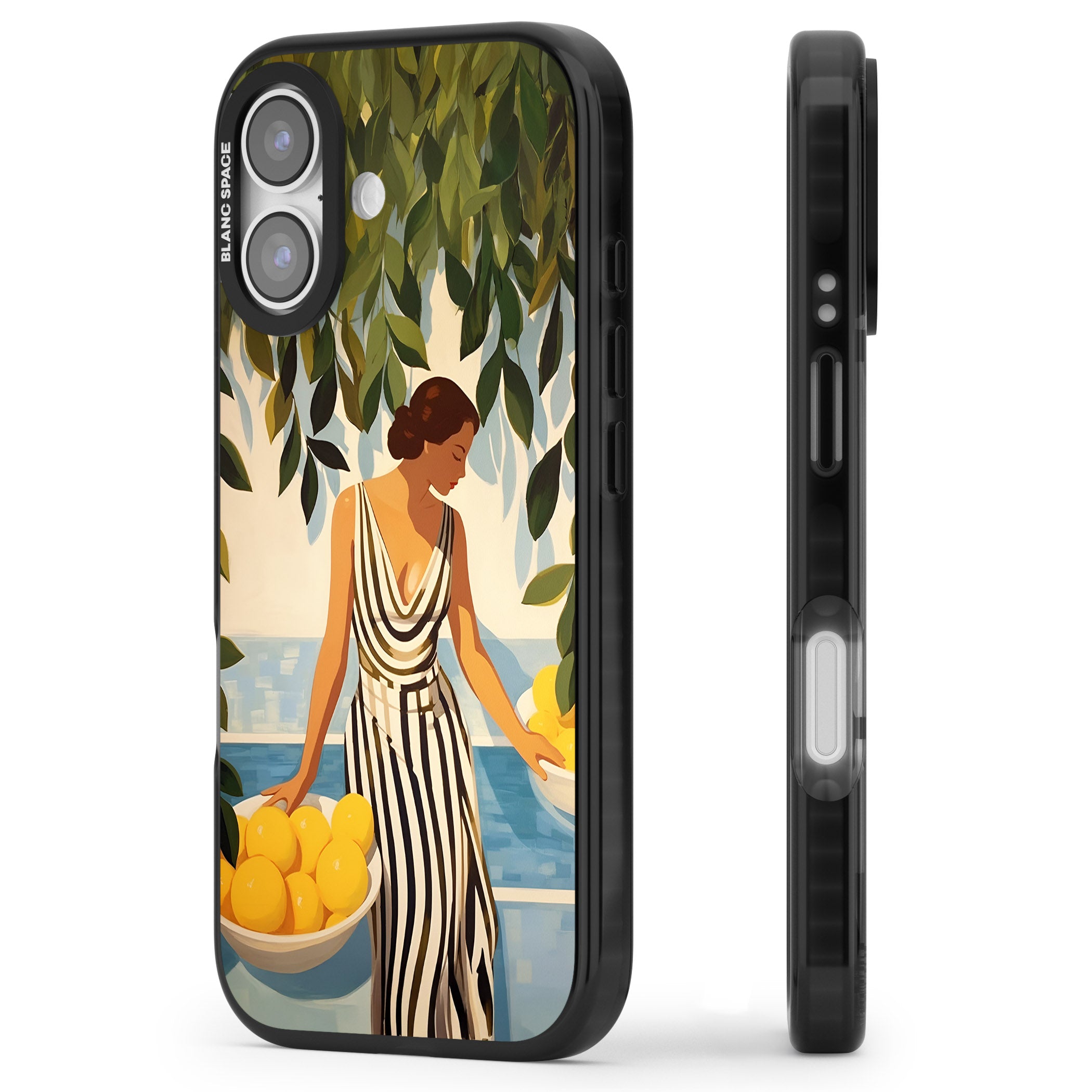 Lemon Picking iPhone 17 Impact Pro Black Phone Case Side Profile