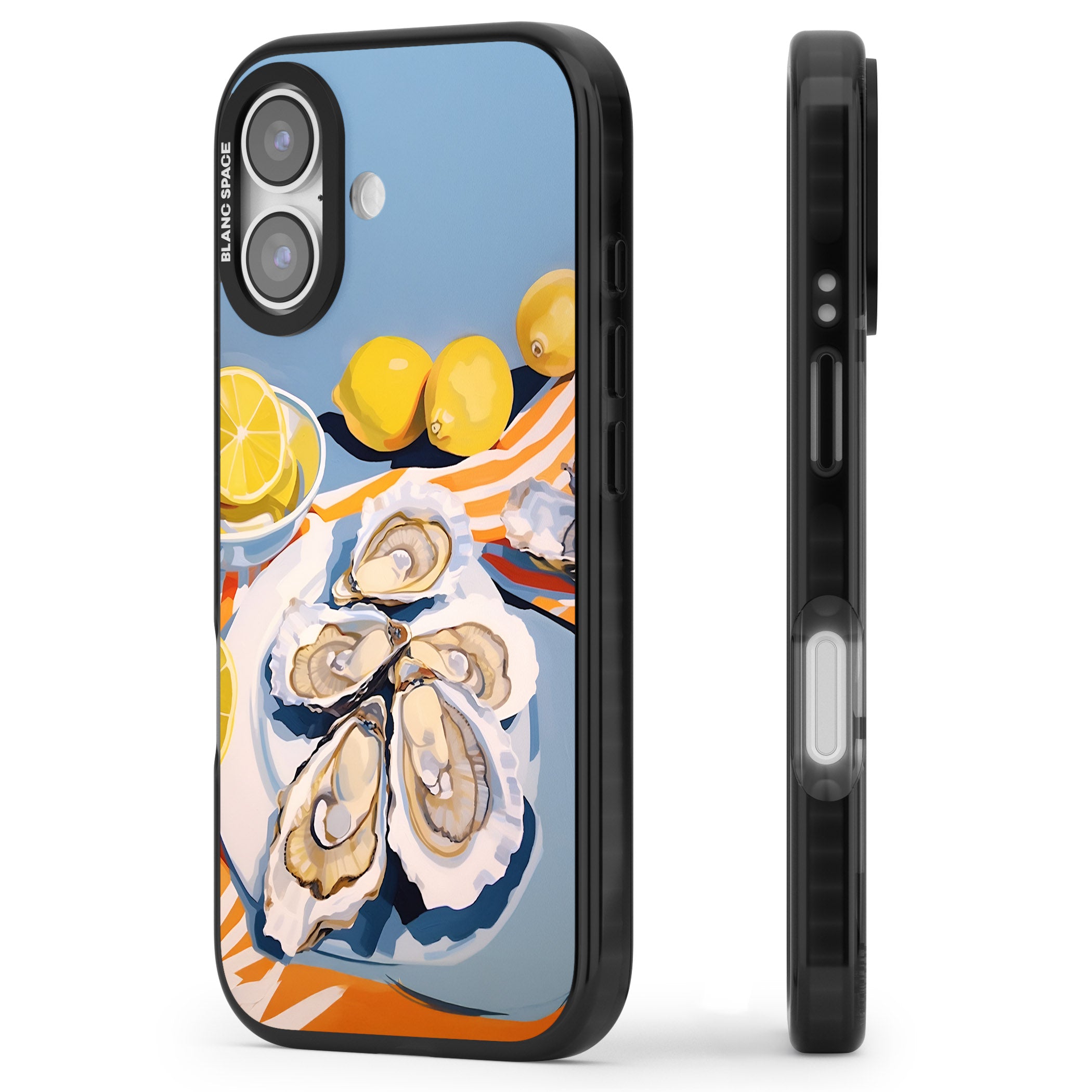Fresh Oysters & Lemons iPhone 17 Impact Pro Black Phone Case Side Profile