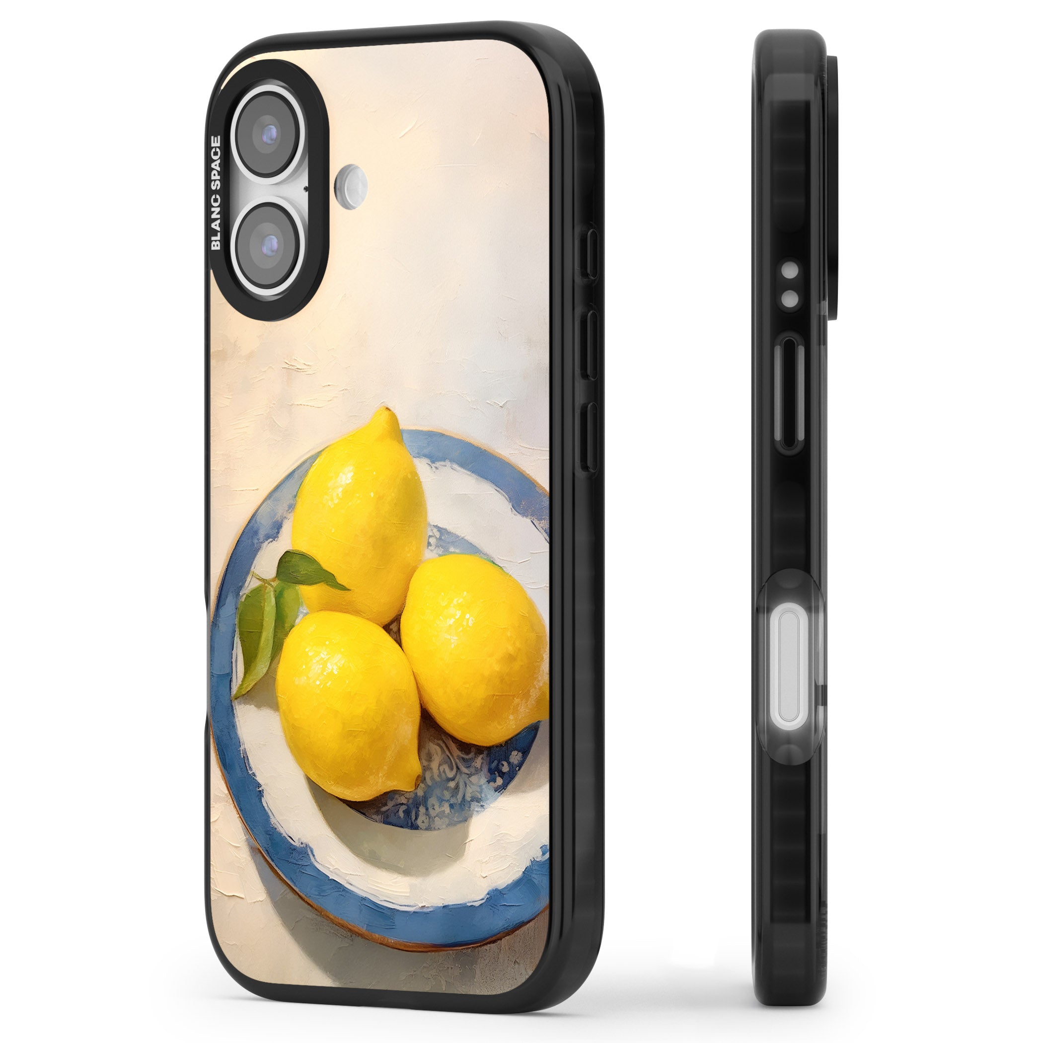 Lemons on Porcelain iPhone 17 Impact Pro Black Phone Case Side Profile