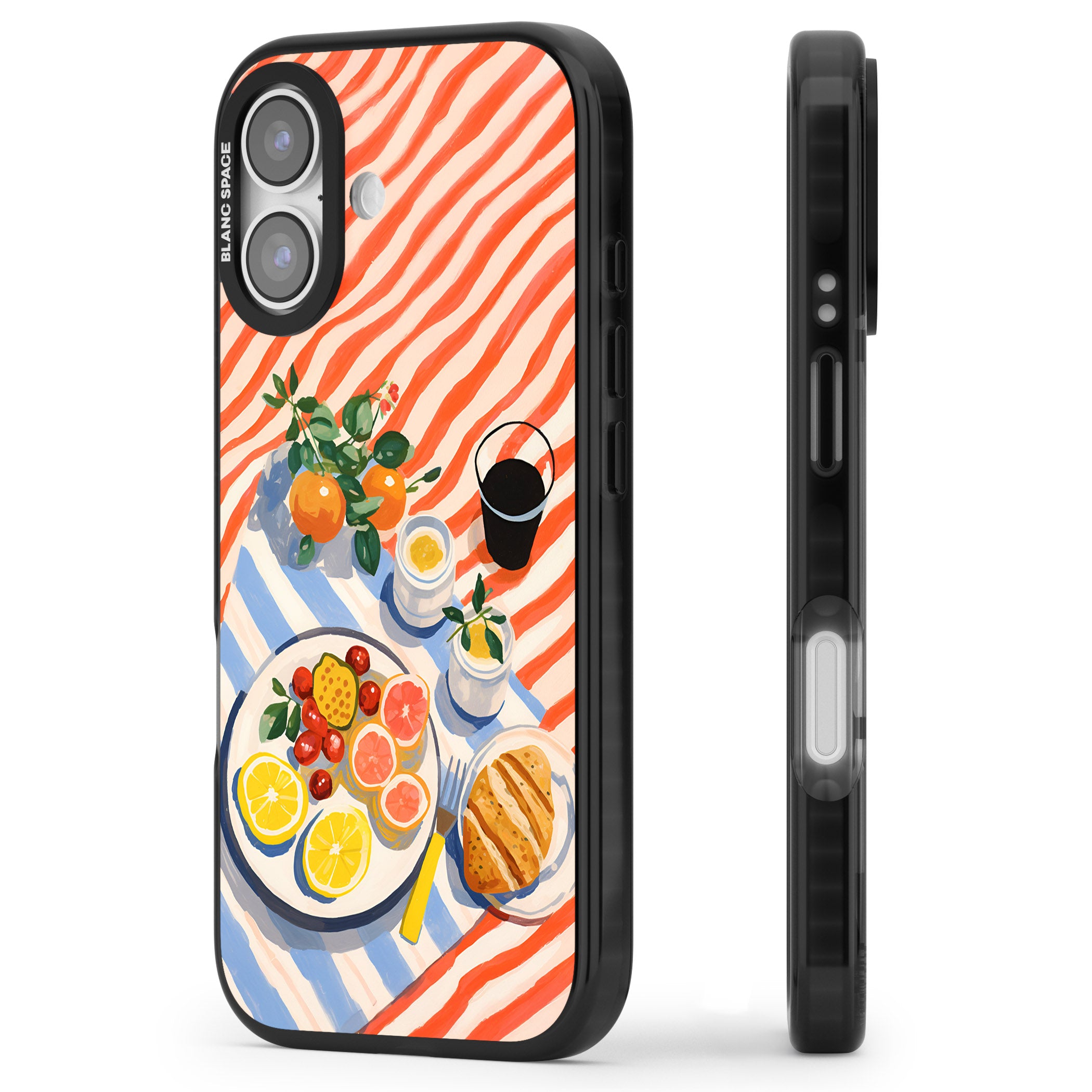 Citrus Picnic iPhone 17 Impact Pro Black Phone Case Side Profile