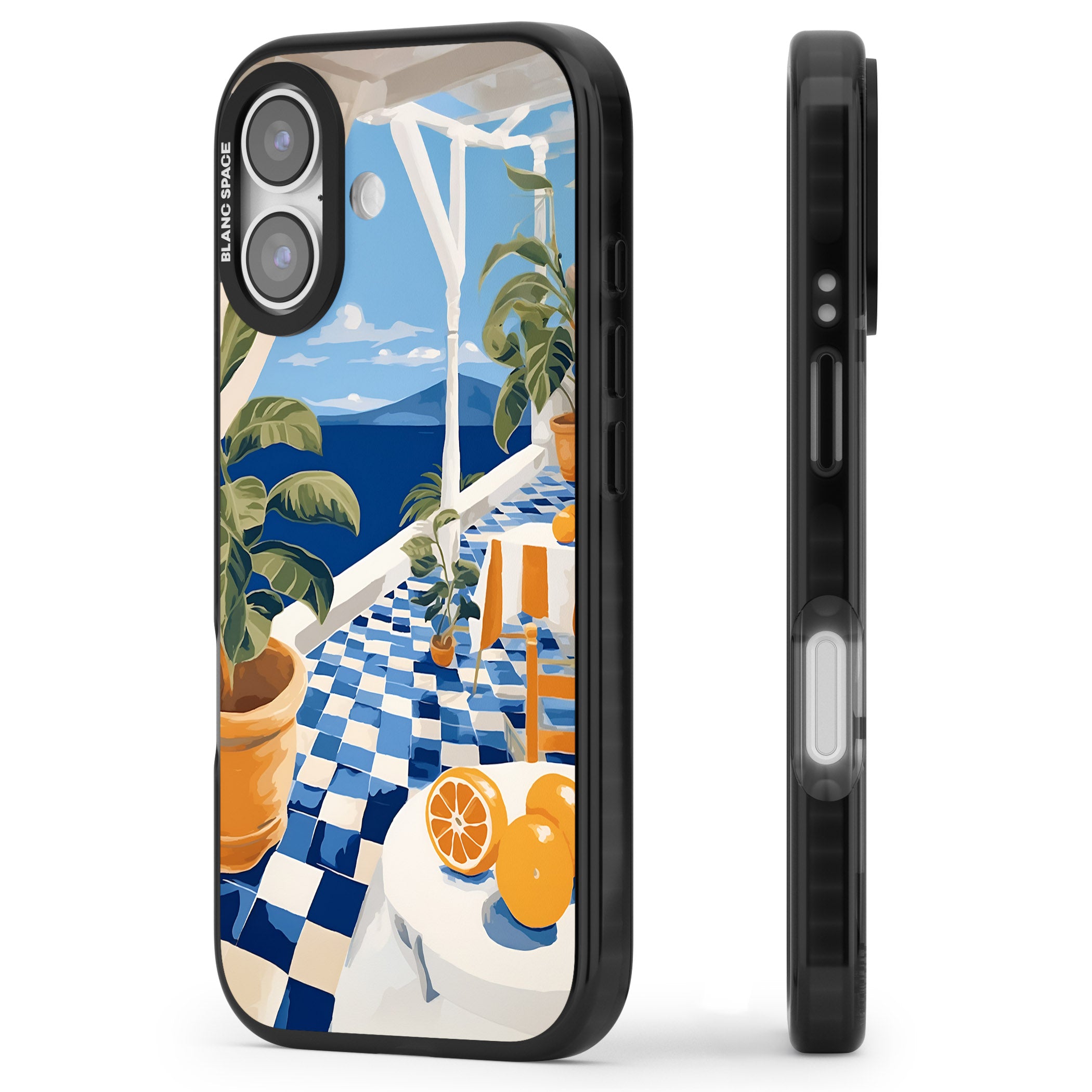 Greek Balcony iPhone 17 Impact Pro Black Phone Case Side Profile