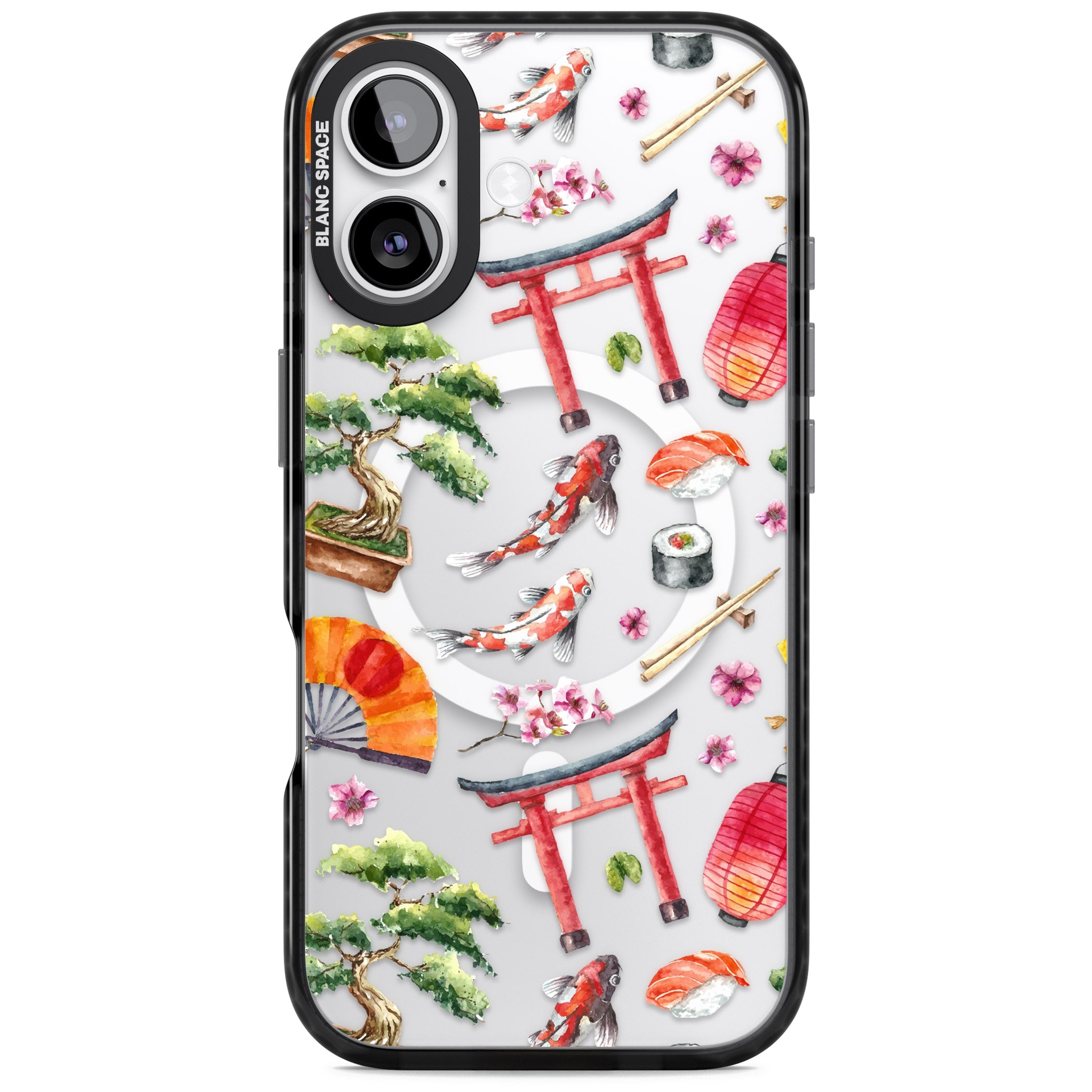 Japanese Watercolor iPhone 17 Impact Pro Black Phone Case