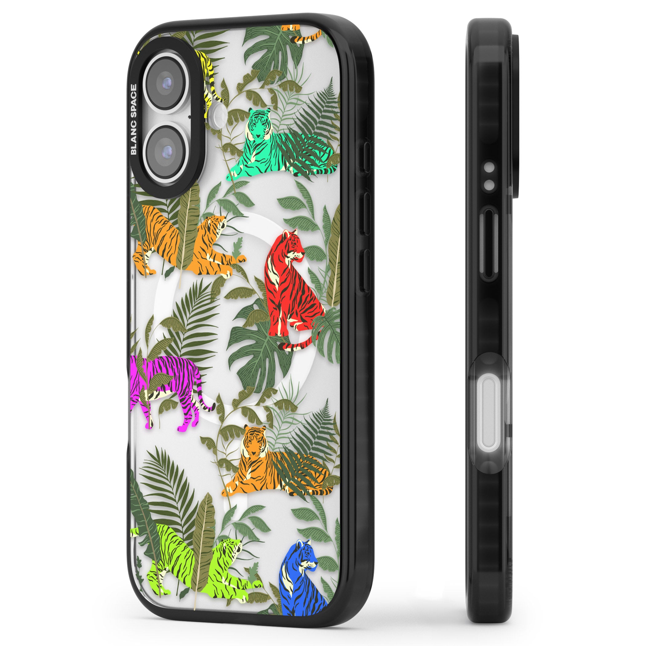 Colorful Jungle Tiger iPhone 17 Impact Pro Black Phone Case Side Profile