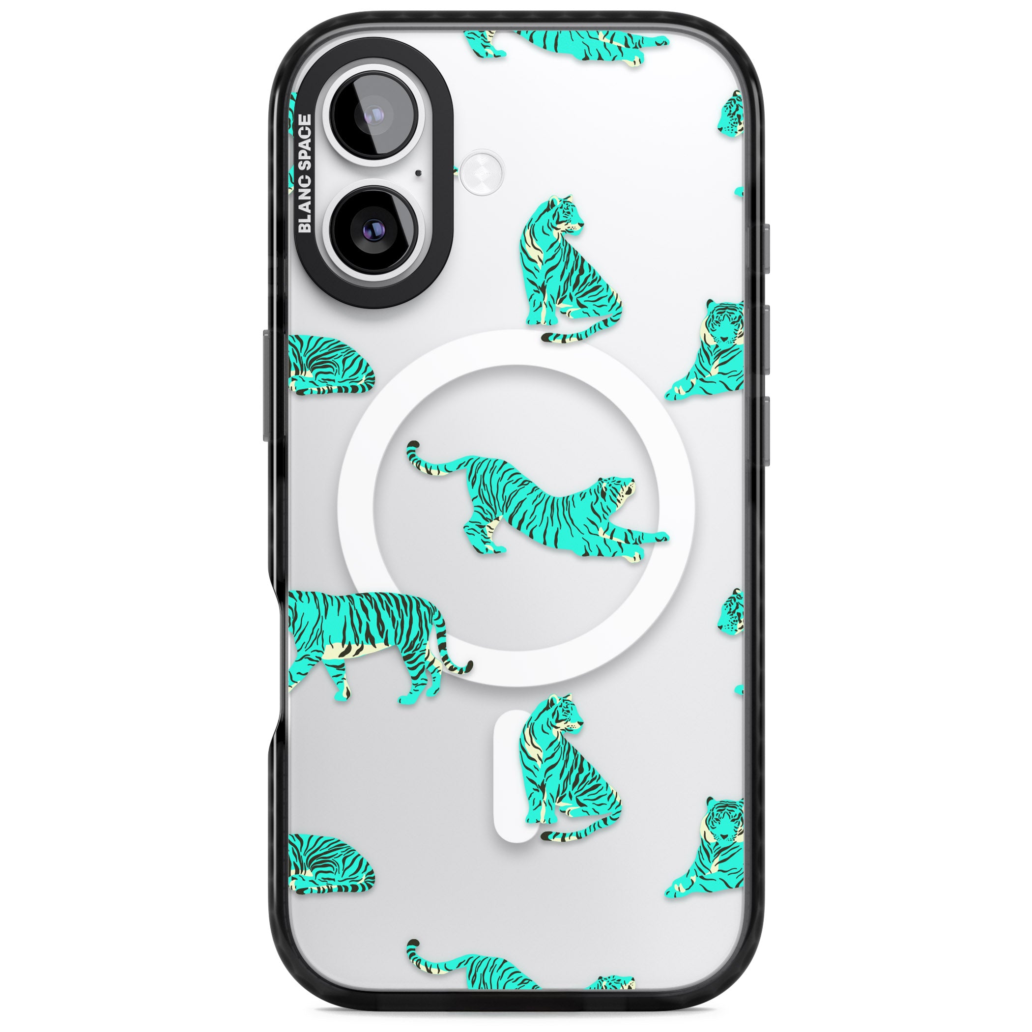 Turquoise Tiger iPhone 17 Impact Pro Black Phone Case