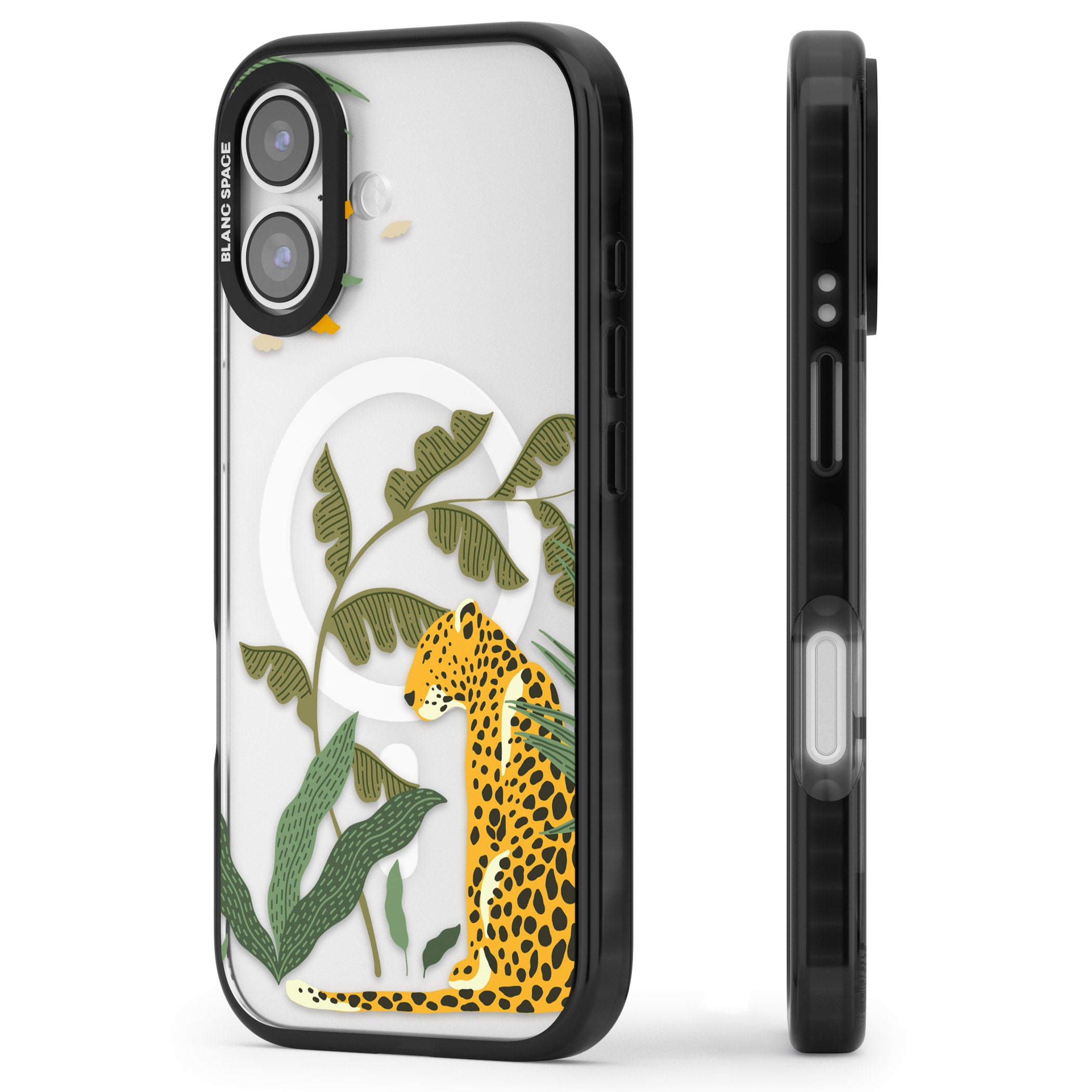 Large Jungle Cat Pattern iPhone 17 Impact Pro Black Phone Case Side Profile