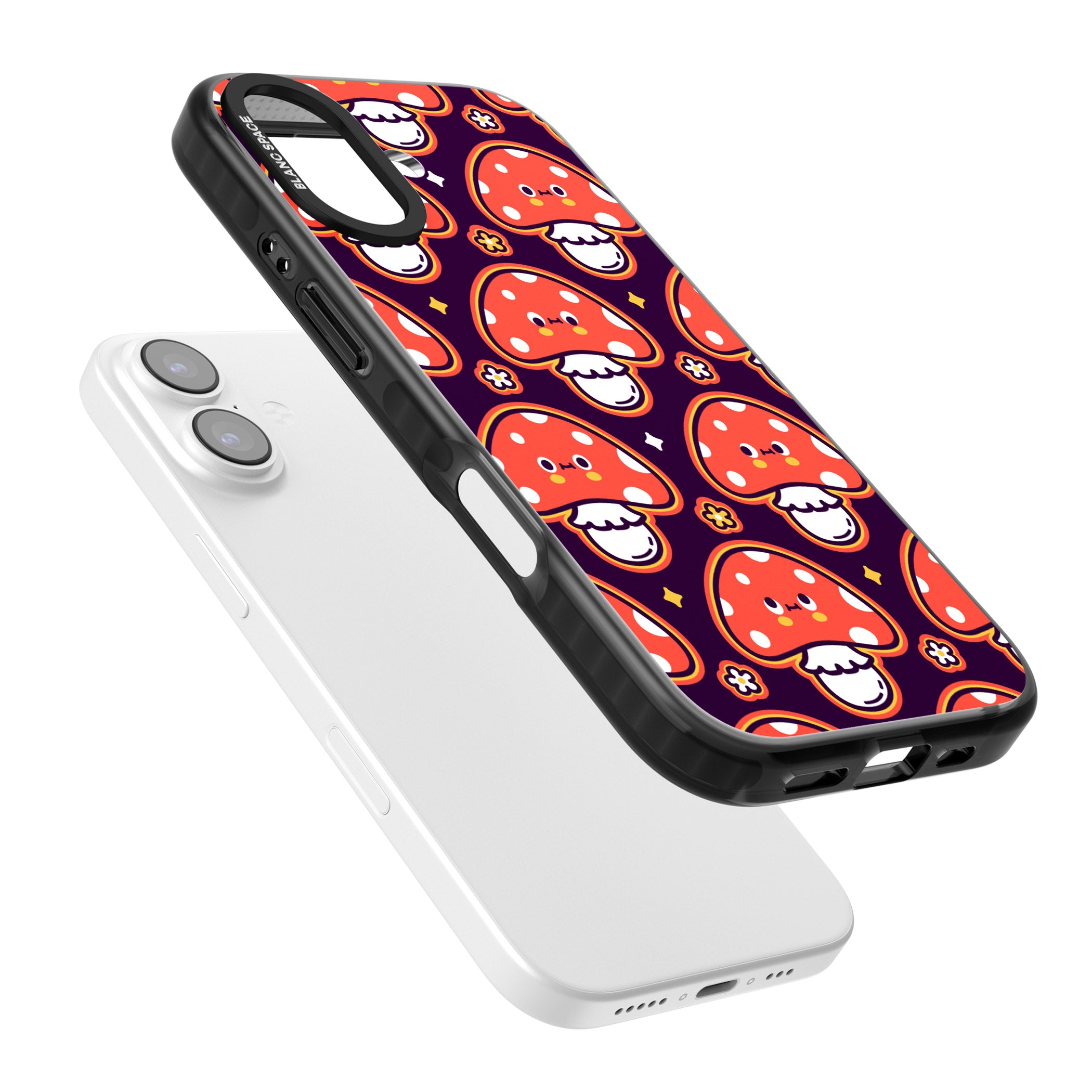 Mushroom Kawaii Pattern iPhone 17 Impact Pro Black Phone Case Colours