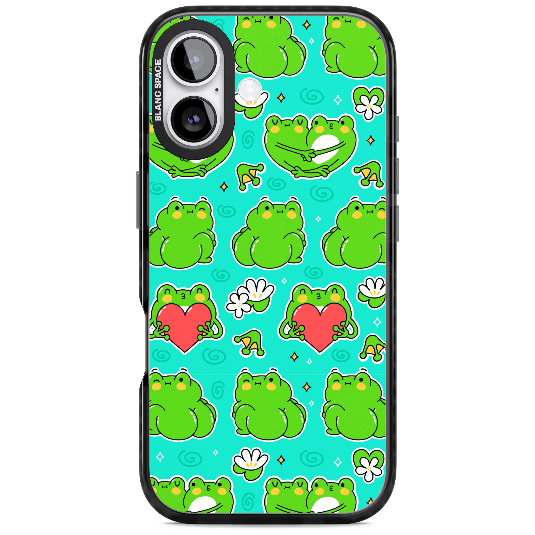 Frog Booty Kawaii Pattern iPhone 17 Impact Pro Black Phone Case