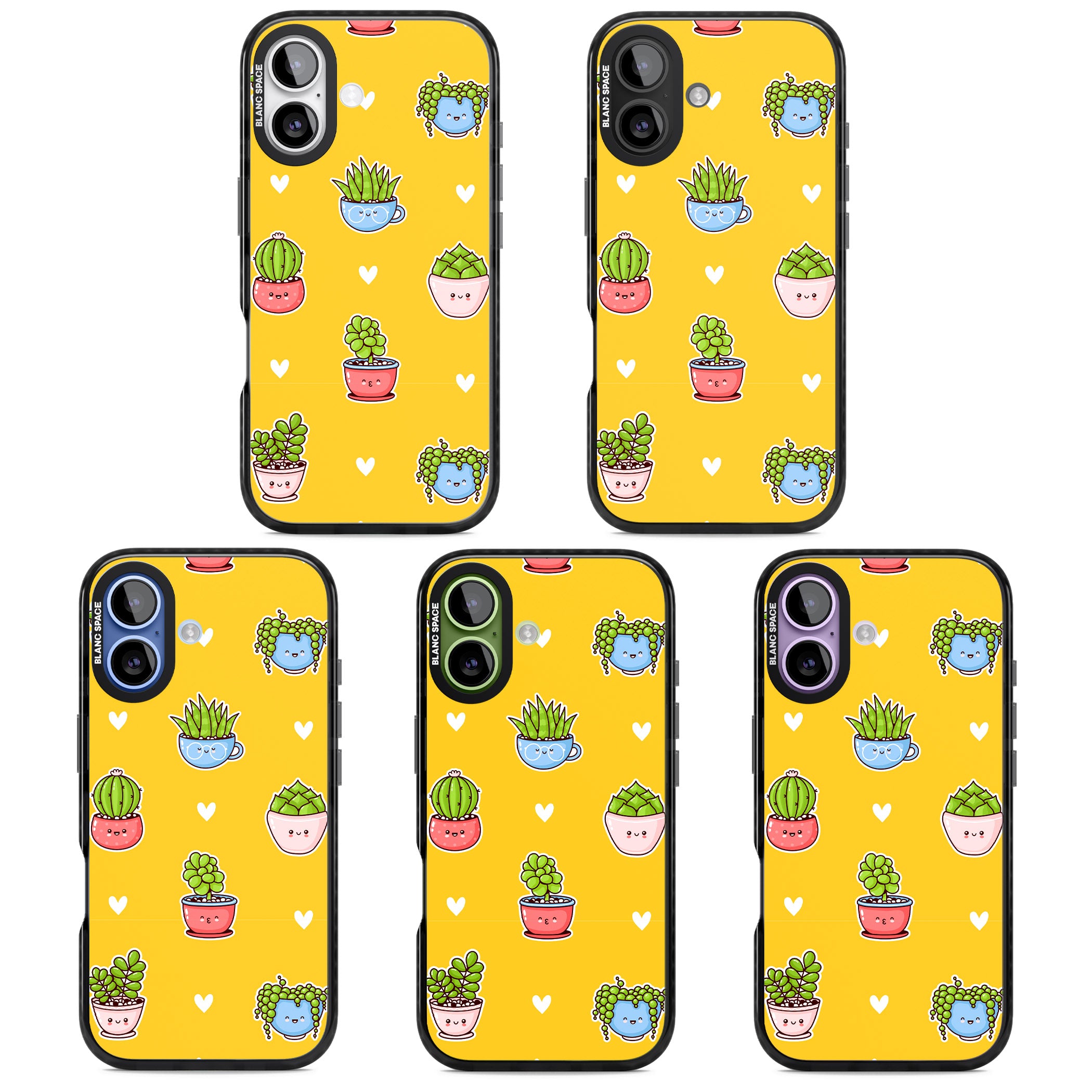 Plant Faces Kawaii Pattern iPhone 17 Impact Pro Black Phone Case APT Impact Protection