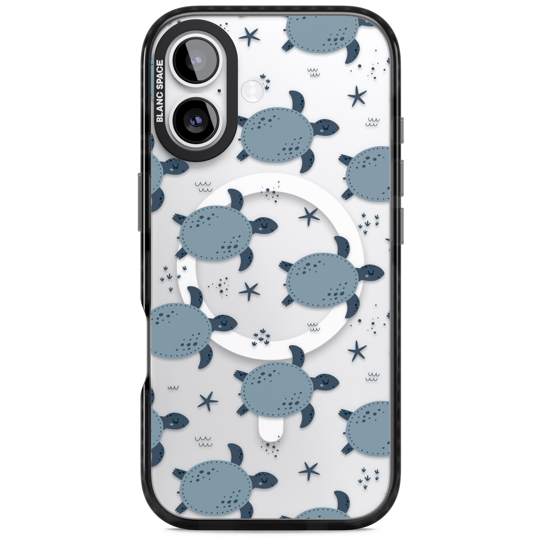 Under The Sea Patterns Sea Turtles (Clear) iPhone 17 Impact Pro Black Phone Case