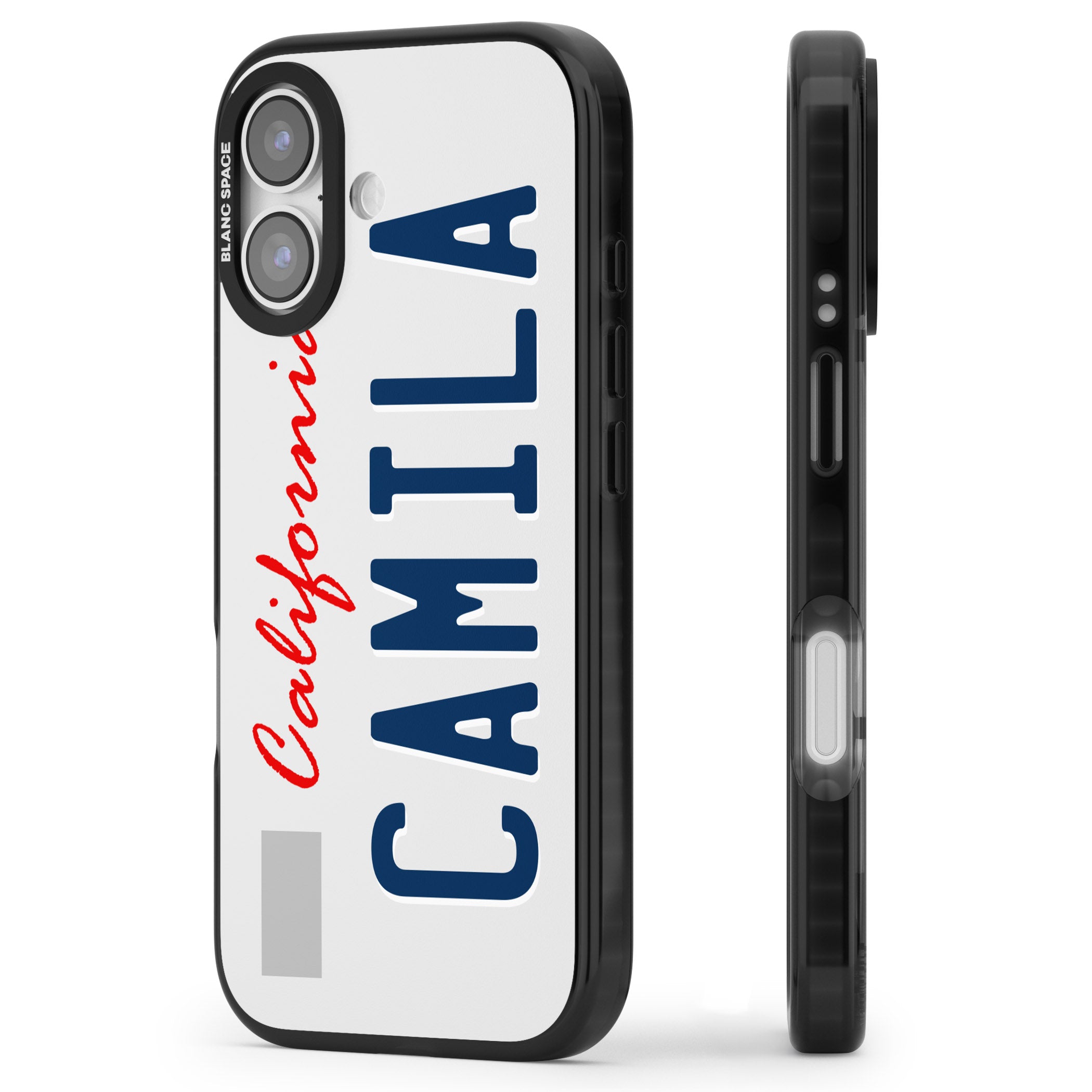 Personalised California License Plate iPhone 17 Impact Pro Black Phone Case Side Profile