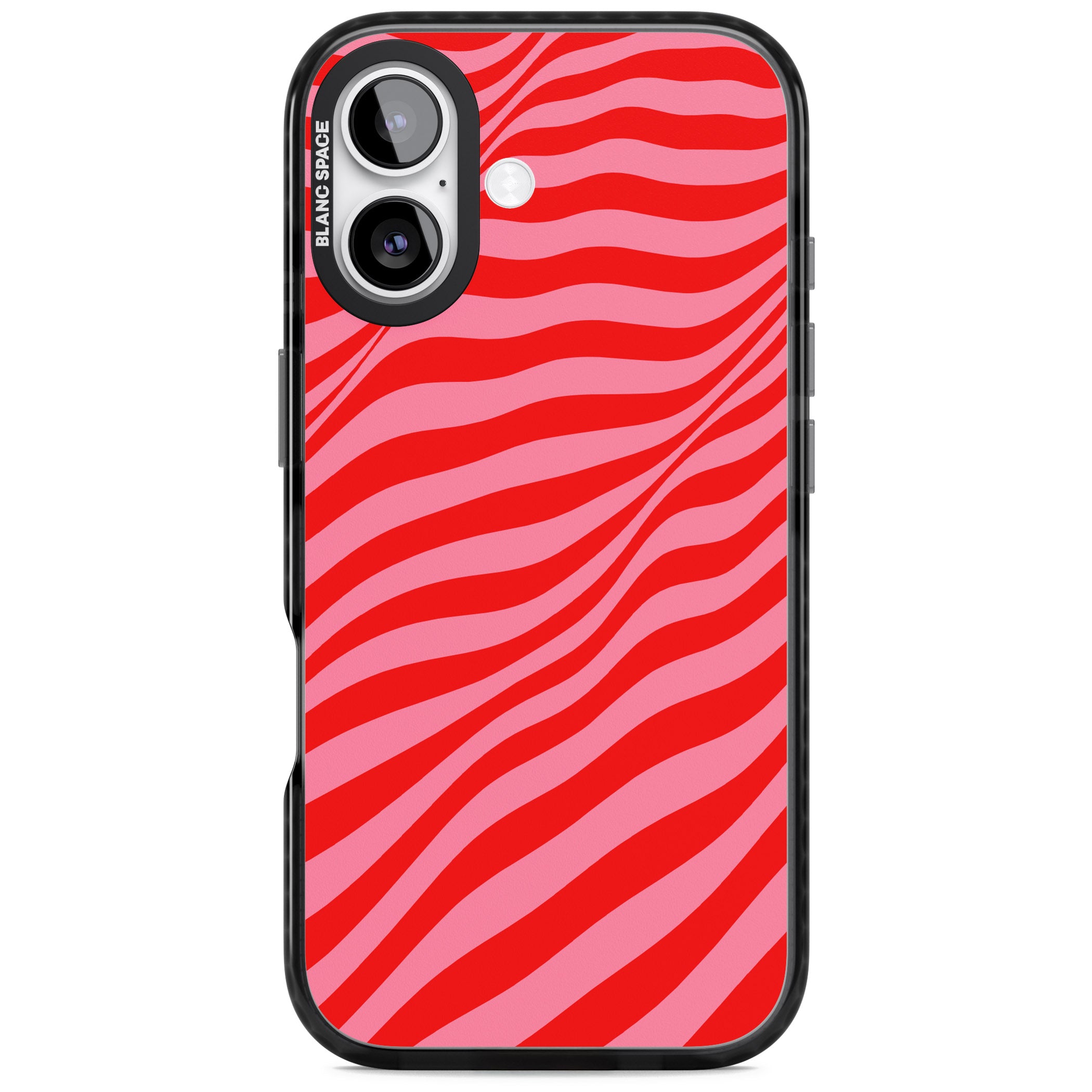 Pink & Red Distorted Line iPhone 17 Impact Pro Black Phone Case