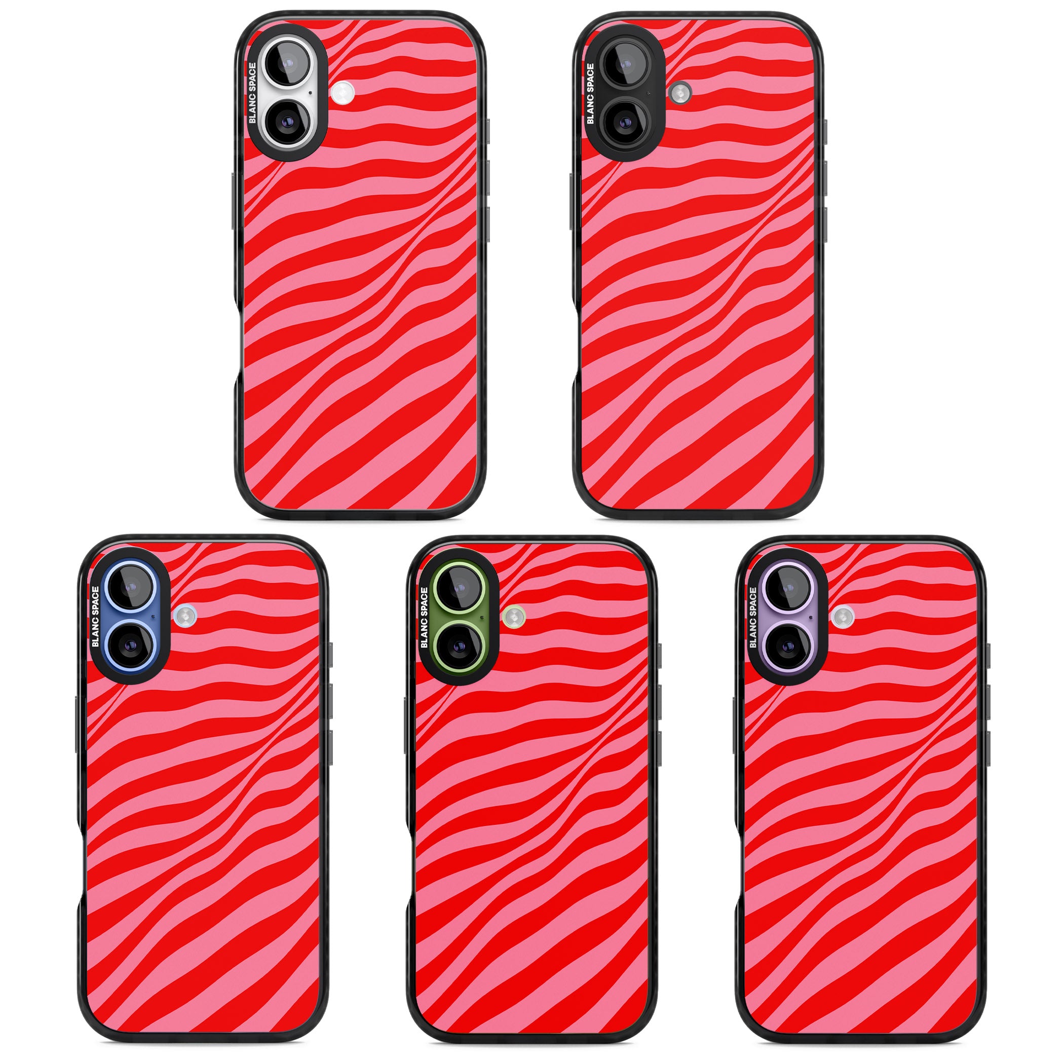 Pink & Red Distorted Line iPhone 17 Impact Pro Black Phone Case APT Impact Protection