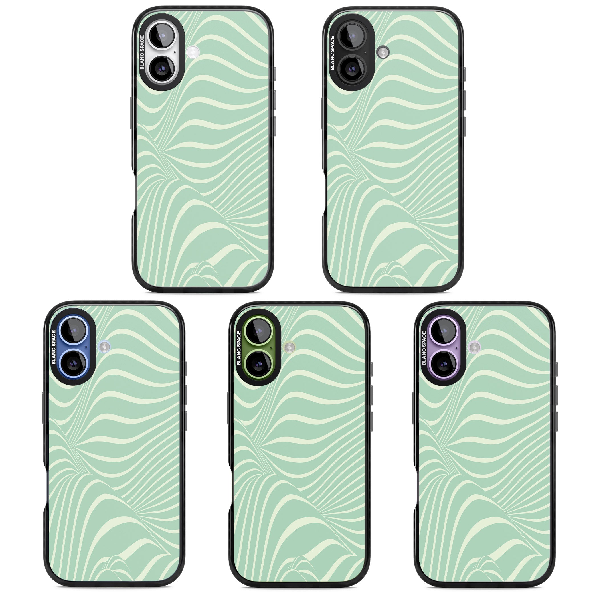 Mint Green Distorted Line iPhone 17 Impact Pro Black Phone Case APT Impact Protection