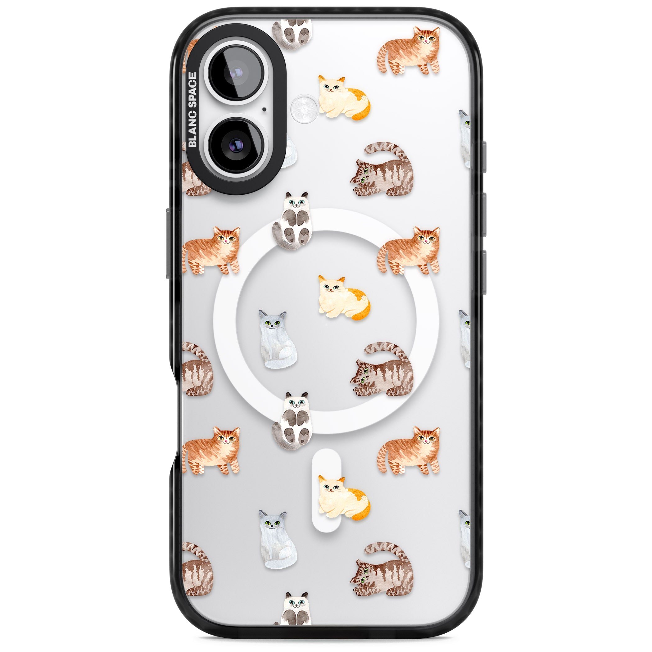 Cute Cat Pattern Classic iPhone 17 Impact Pro Black Phone Case
