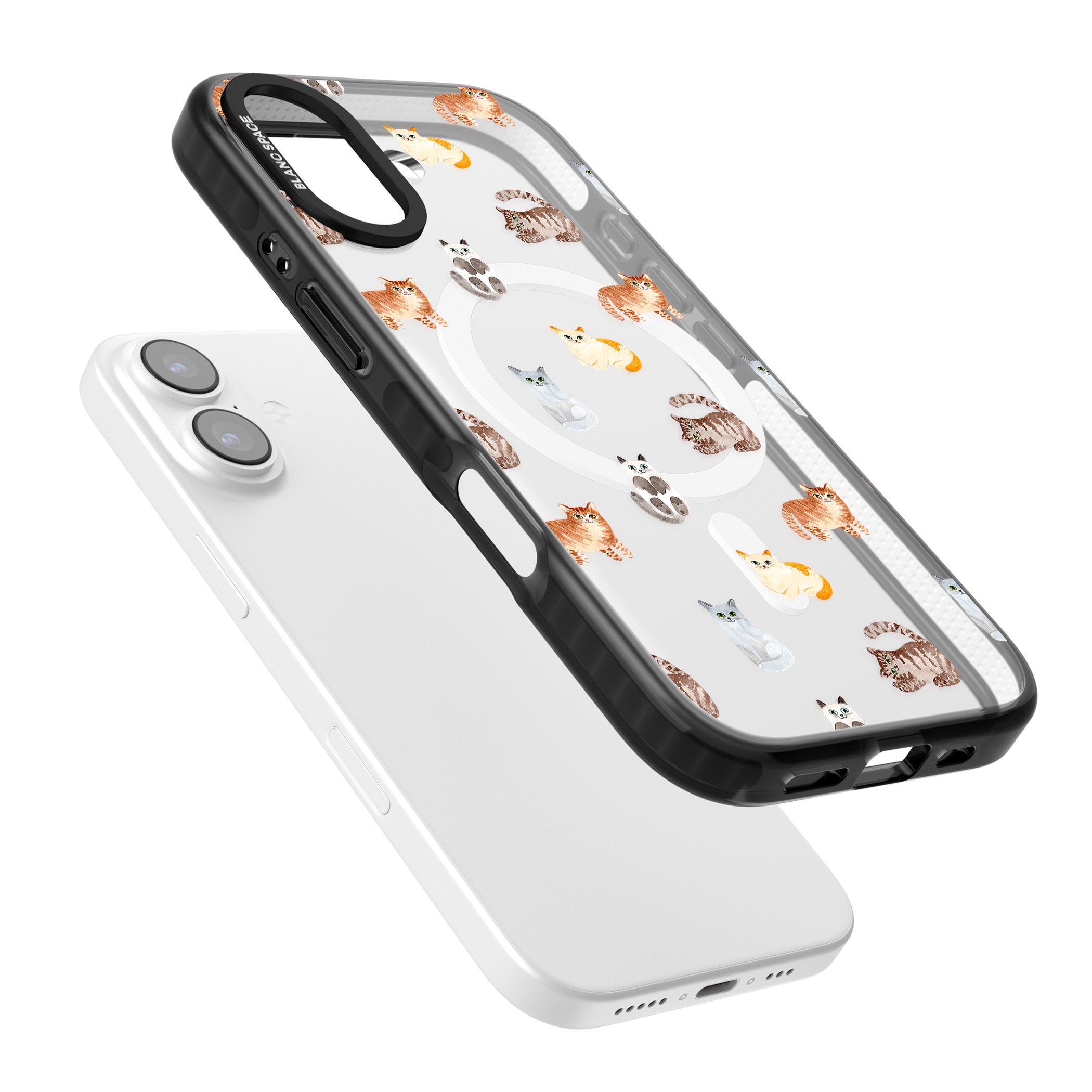 Cute Cat Pattern Classic iPhone 17 Impact Pro Black Phone Case Colours