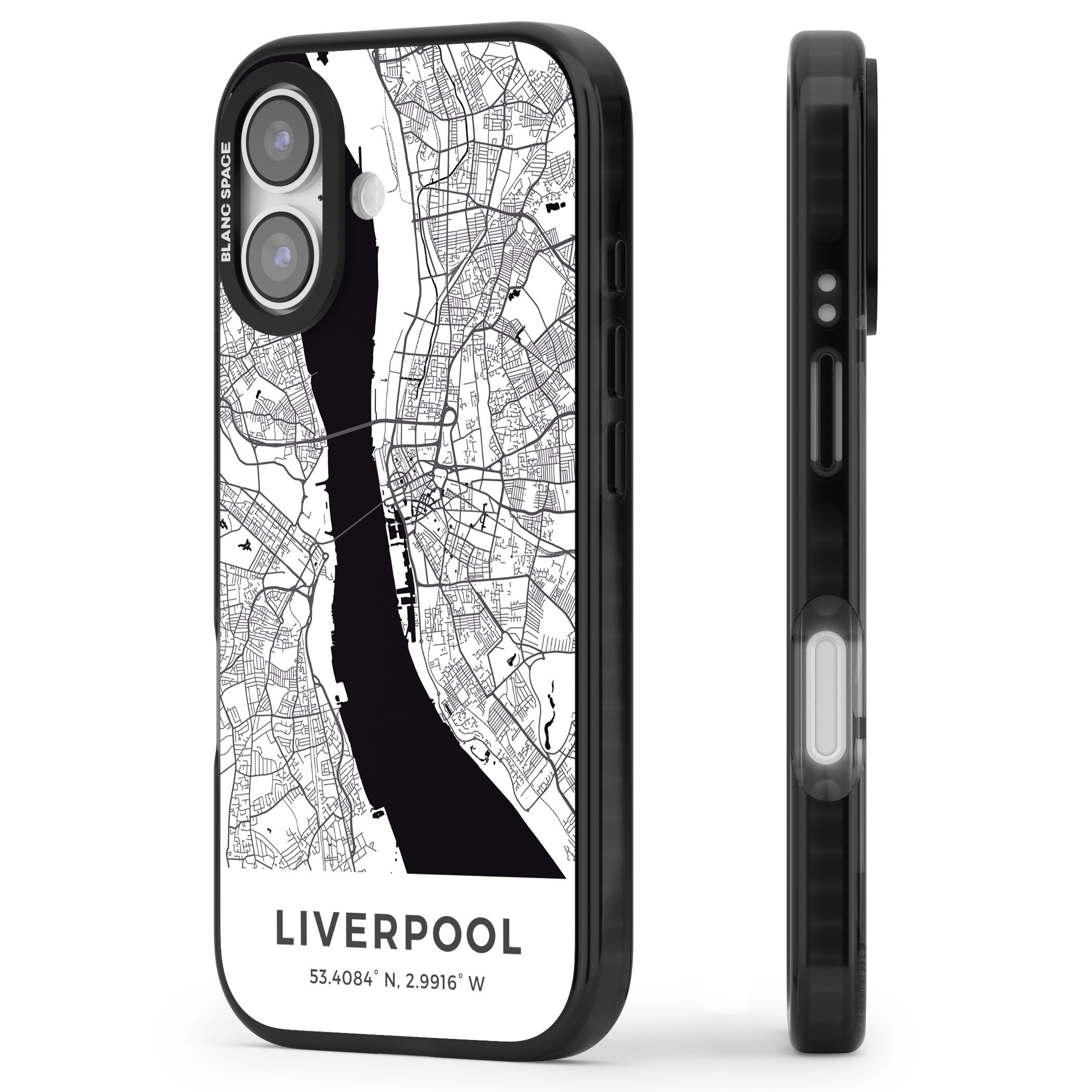 Liverpool Map iPhone 17 Impact Pro Black Phone Case Side Profile