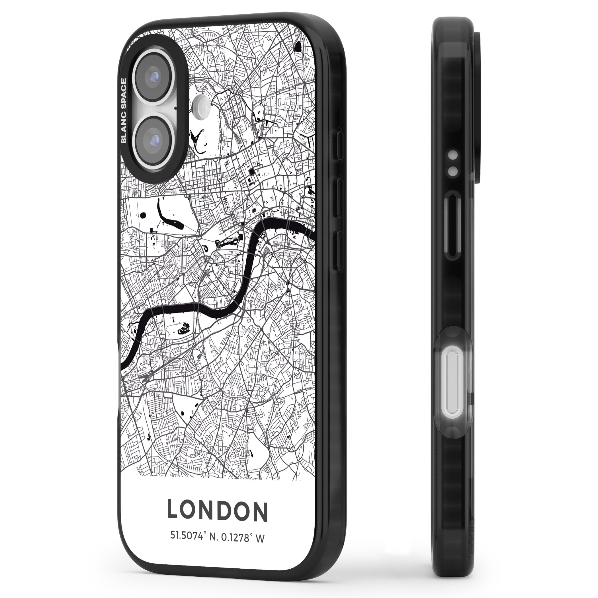 London Map iPhone 17 Impact Pro Black Phone Case Side Profile