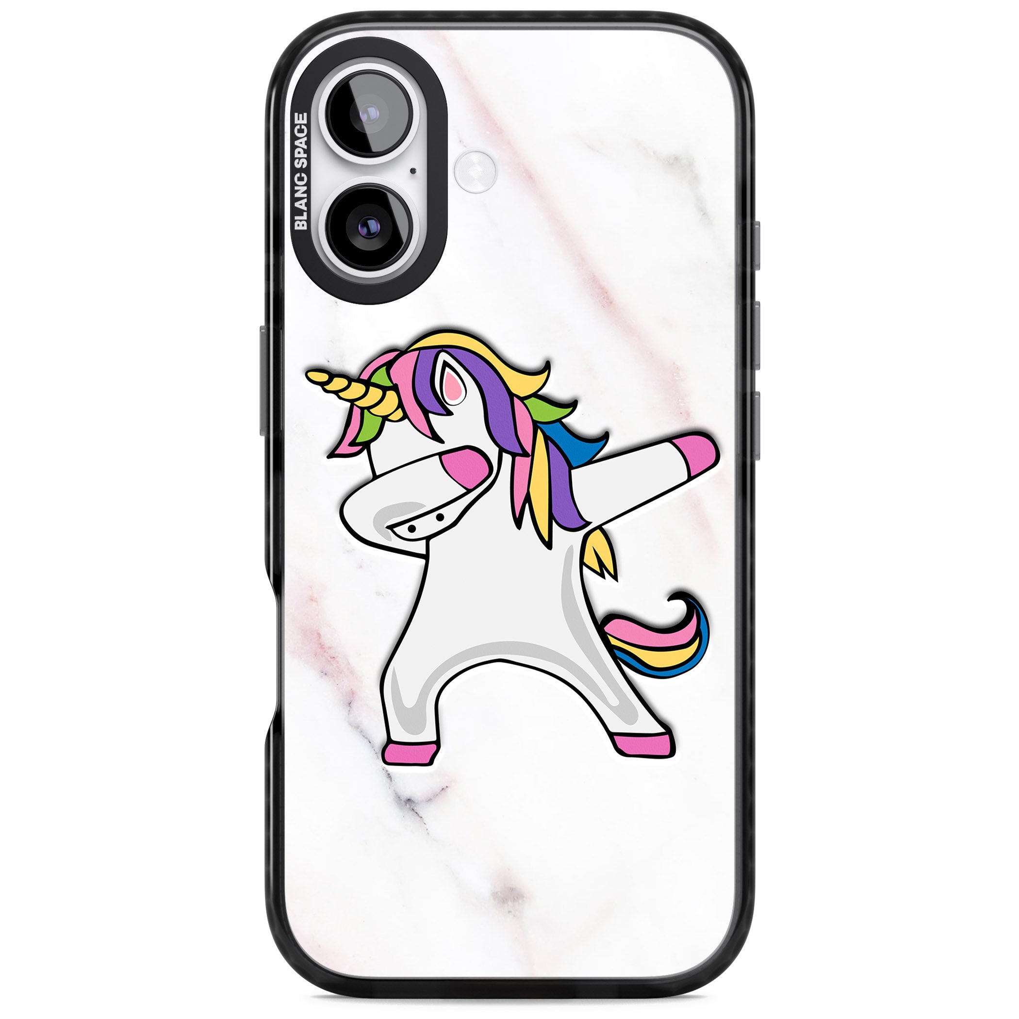 Designer Marble Unicorn Dab iPhone 17 Impact Pro Black Phone Case