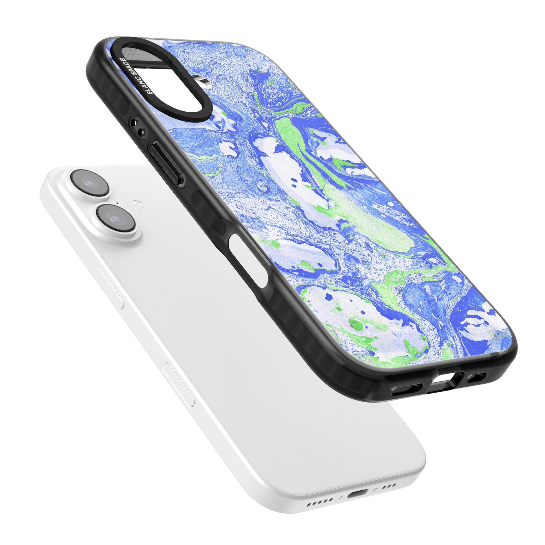 Dark Blue & Green Marbled Paper Pattern iPhone 17 Impact Pro Black Phone Case Colours