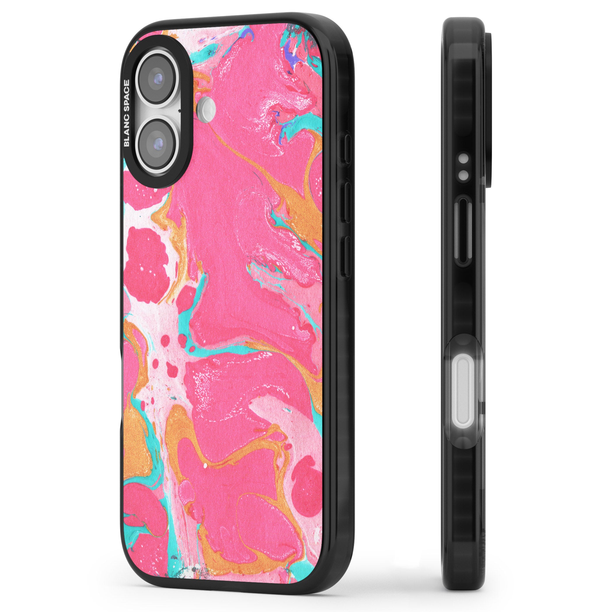 Vibrant Marbled Paper iPhone 17 Impact Pro Black Phone Case Side Profile