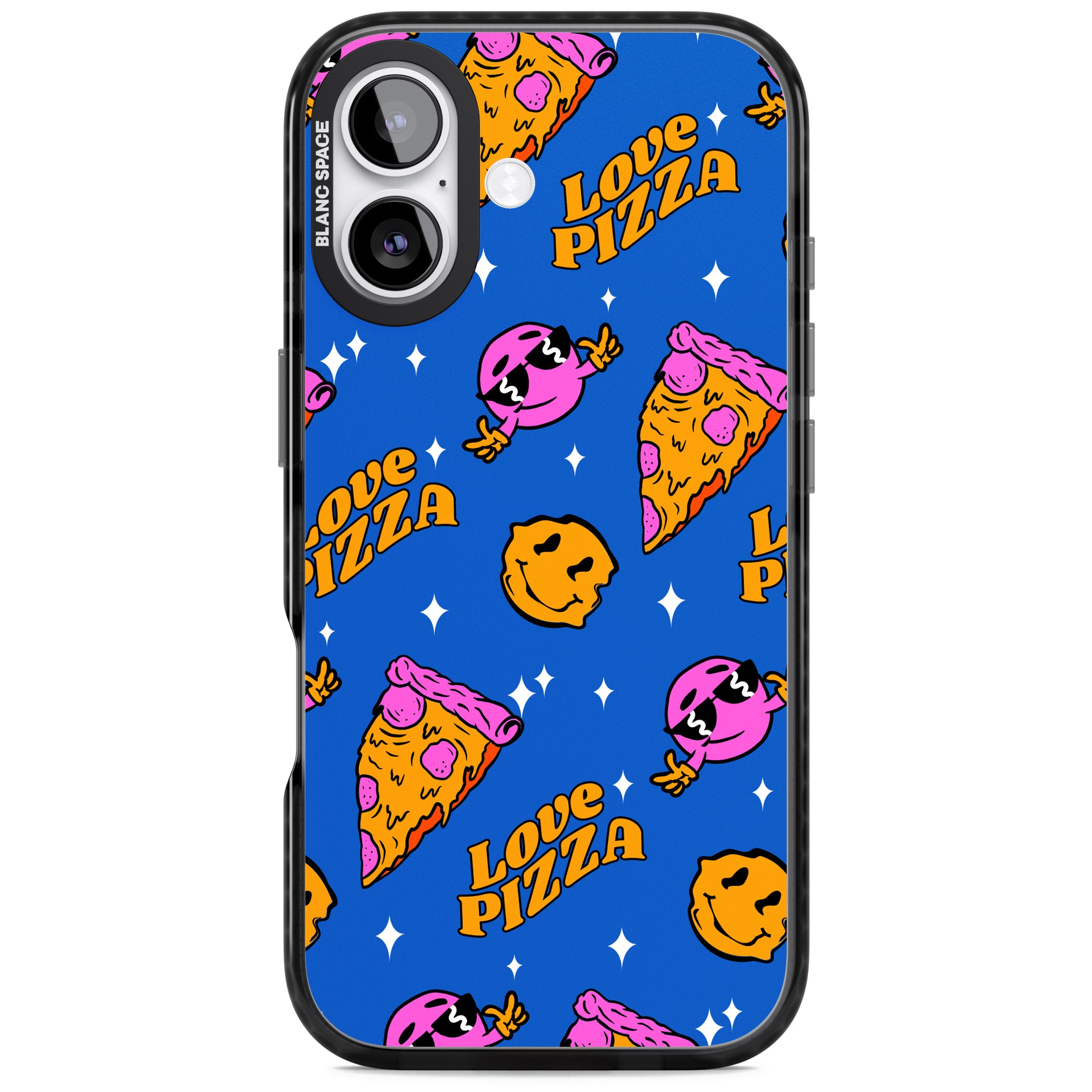 Psychedelic Love Pizza Pattern iPhone 17 Impact Pro Black Phone Case