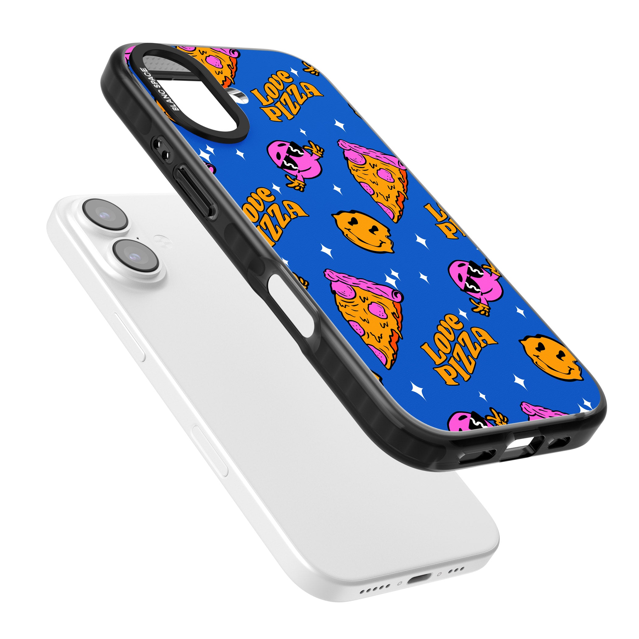 Psychedelic Love Pizza Pattern iPhone 17 Impact Pro Black Phone Case Colours