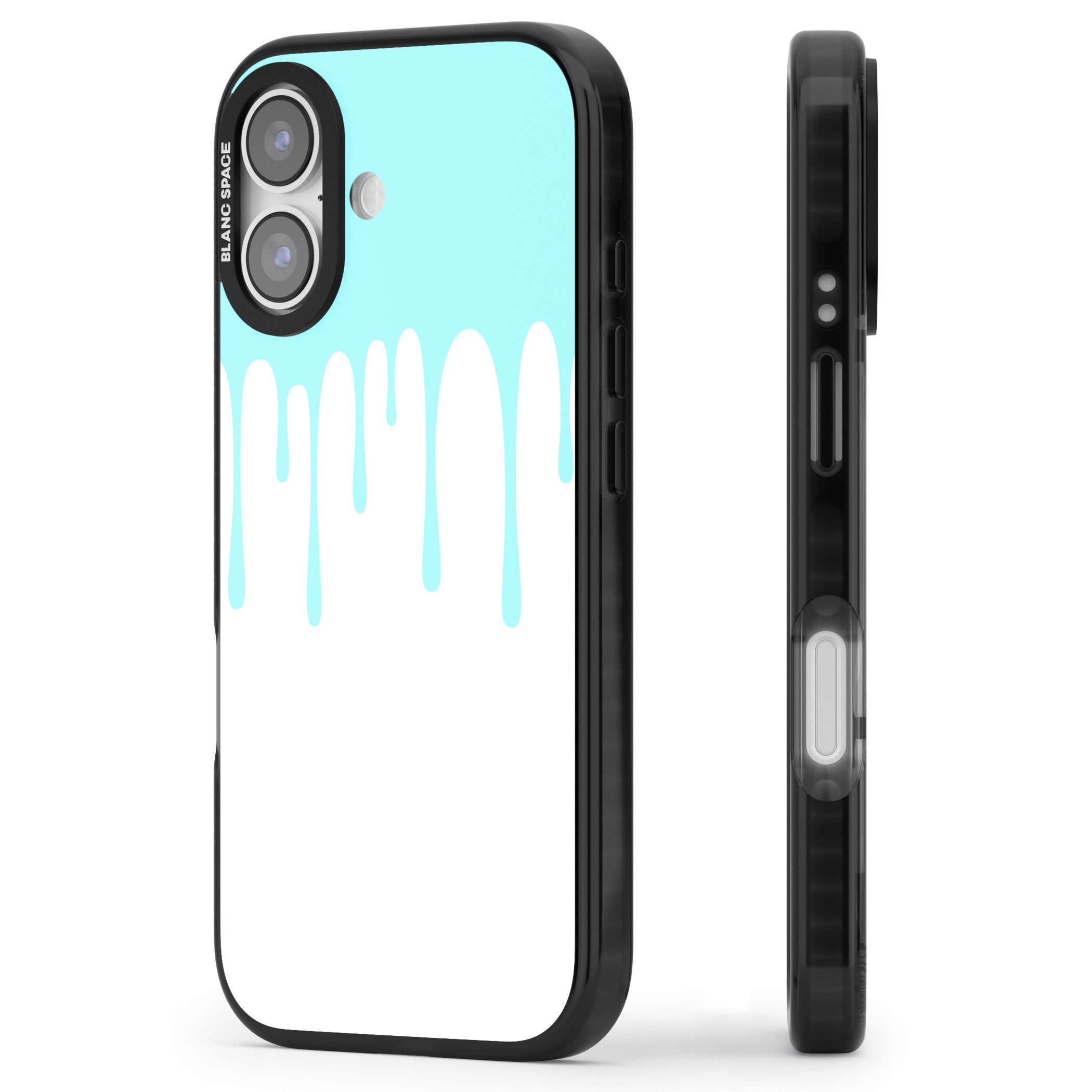 Melted Teal Drip iPhone 17 Impact Pro Black Phone Case Side Profile