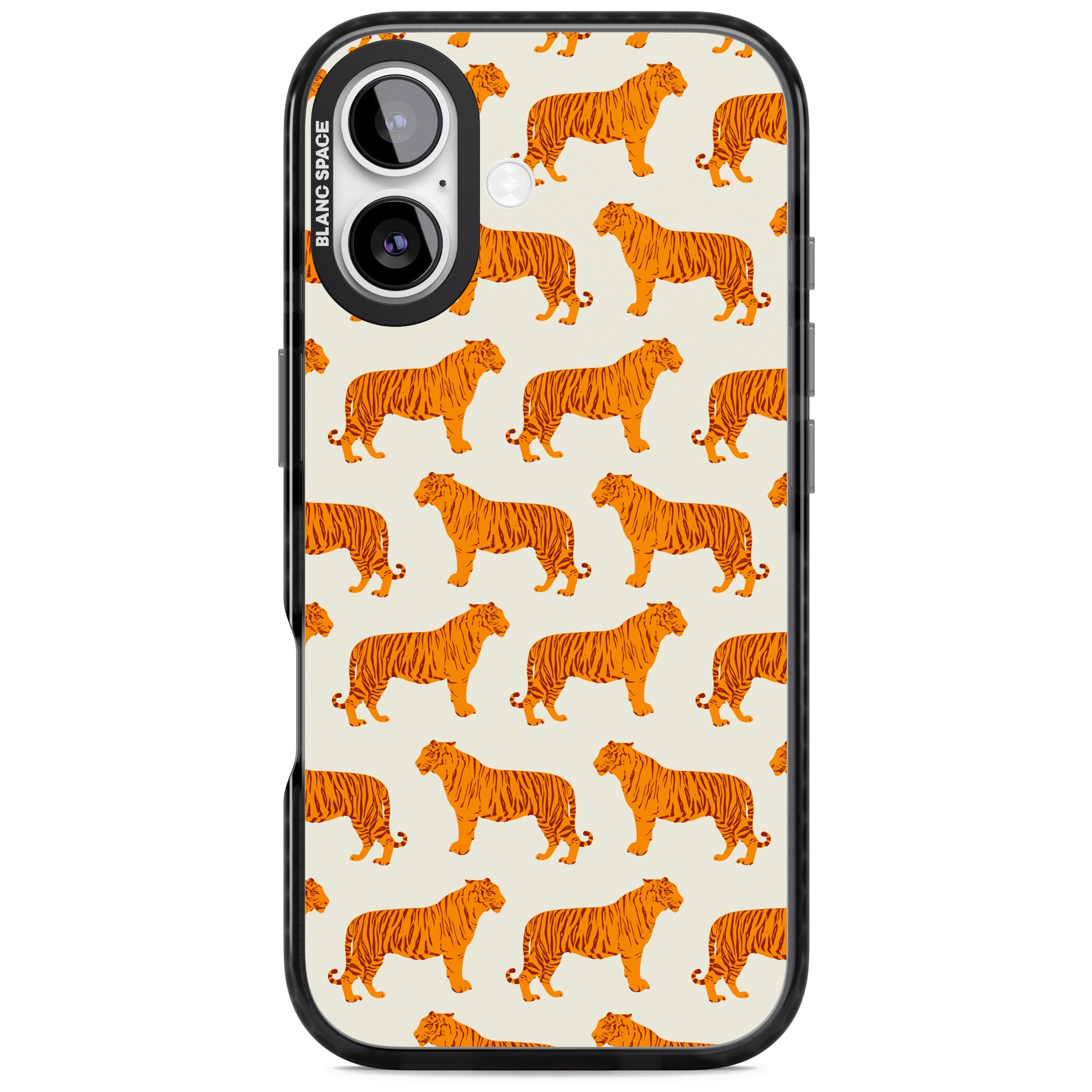 Trendy Tiger Patterns Tigers On Khaki iPhone 17 Impact Pro Black Phone Case