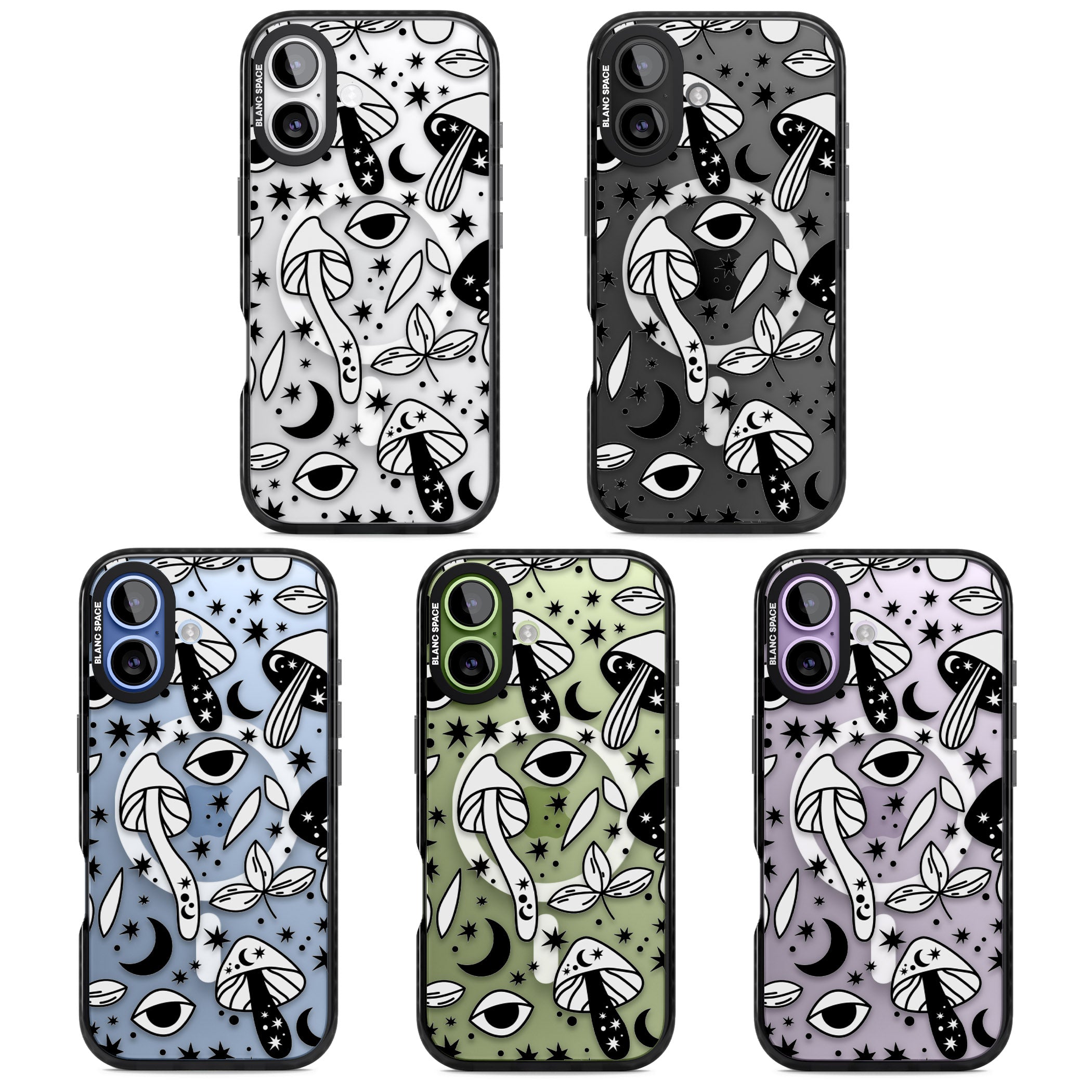 Mystic Mushrooms Pattern iPhone 17 Impact Pro Black Phone Case APT Impact Protection