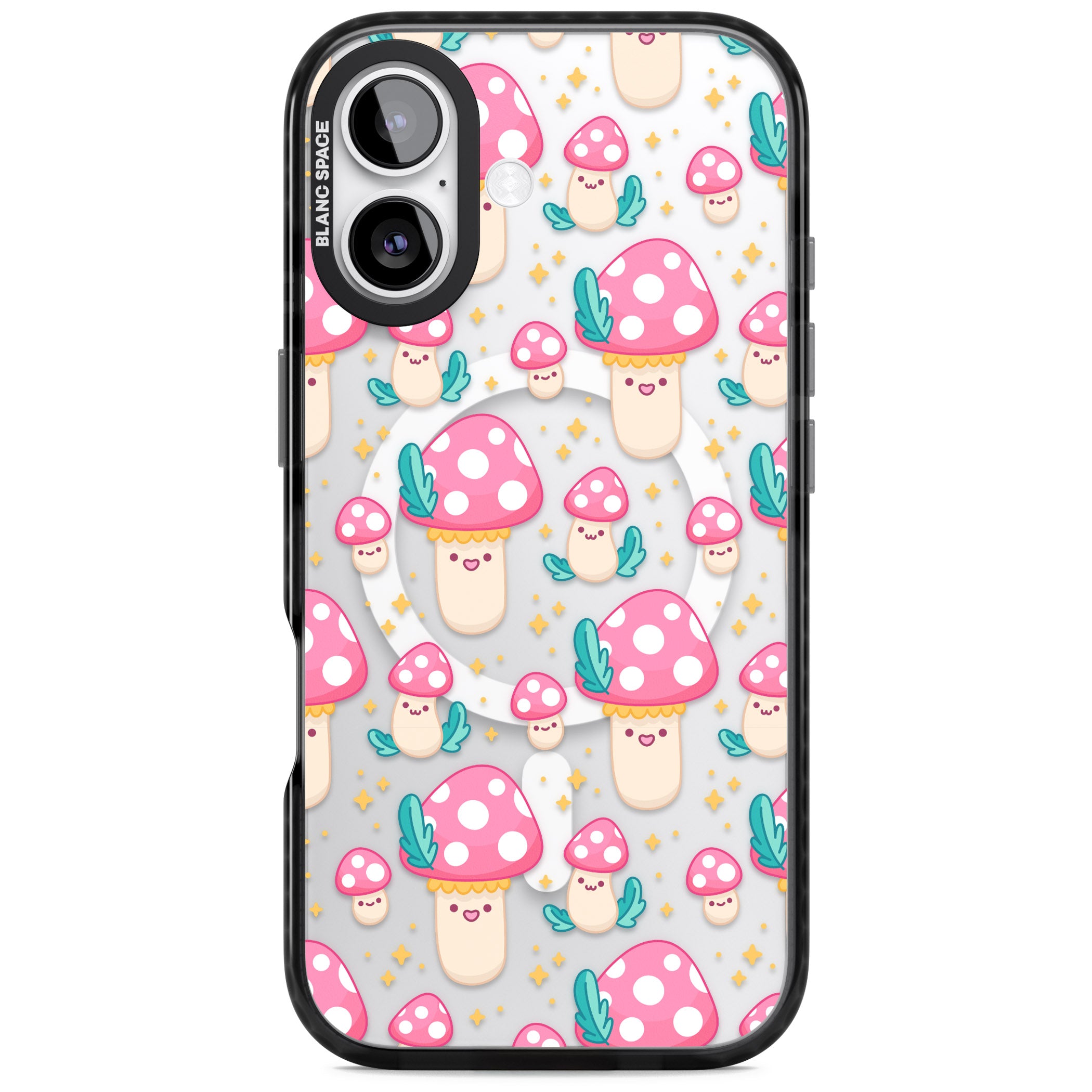 Cute Mushroom Pattern iPhone 17 Impact Pro Black Phone Case